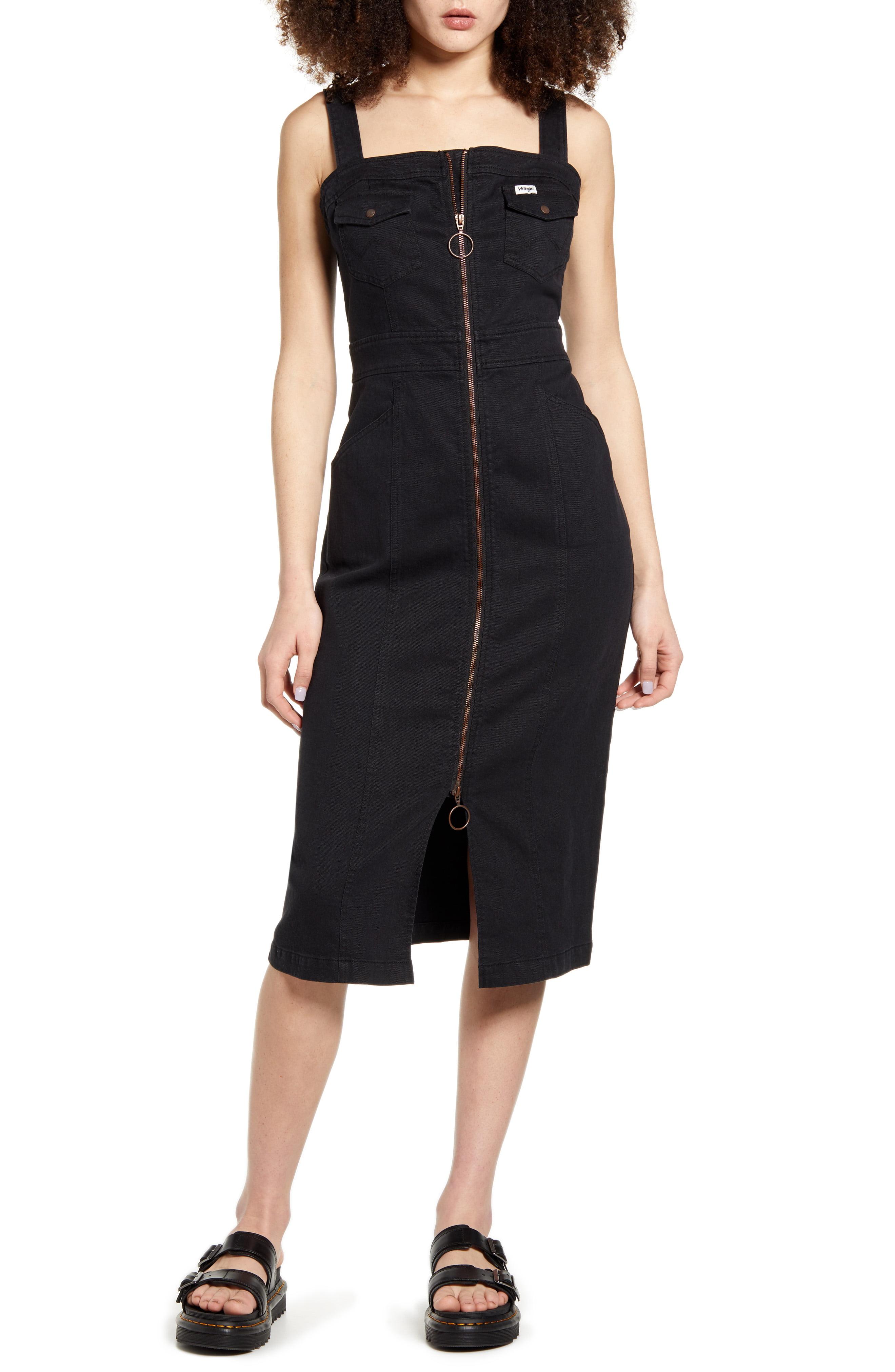 Wrangler Denim Zipper Tank Dress in Washed Black (Black) Lyst