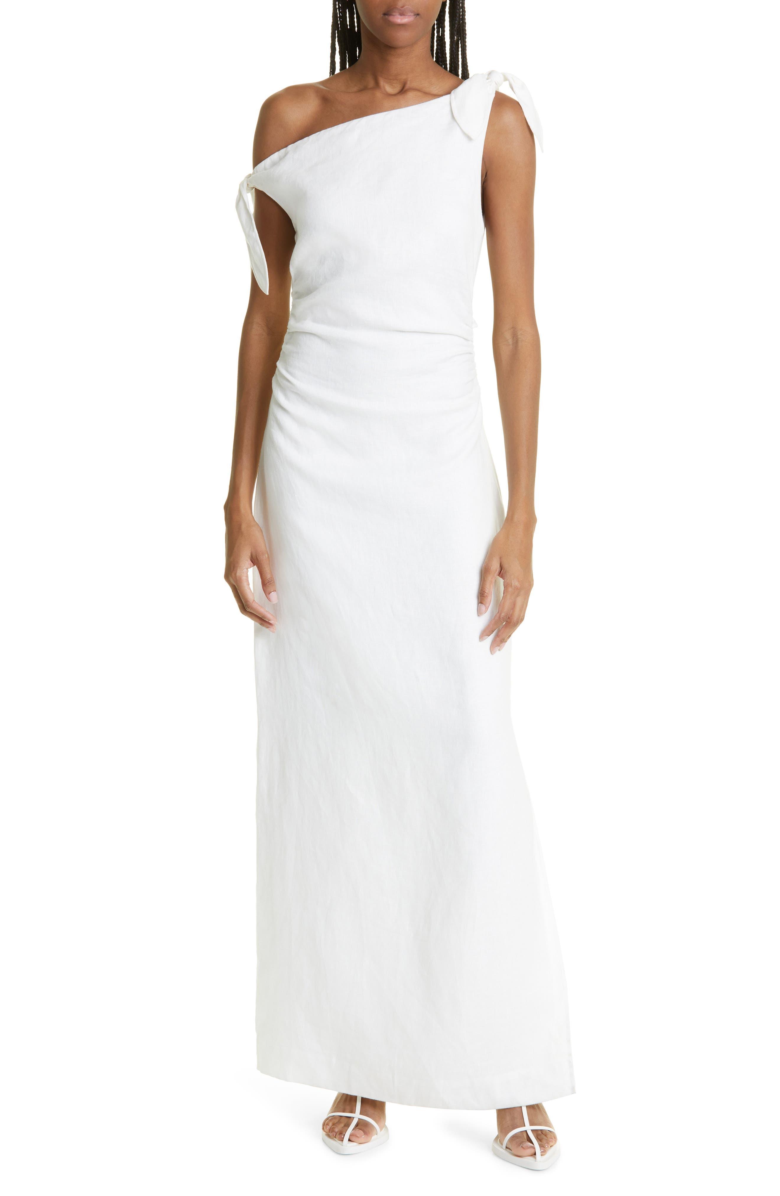 Sir. The Label Bettina One-shoulder Linen Dress in White | Lyst