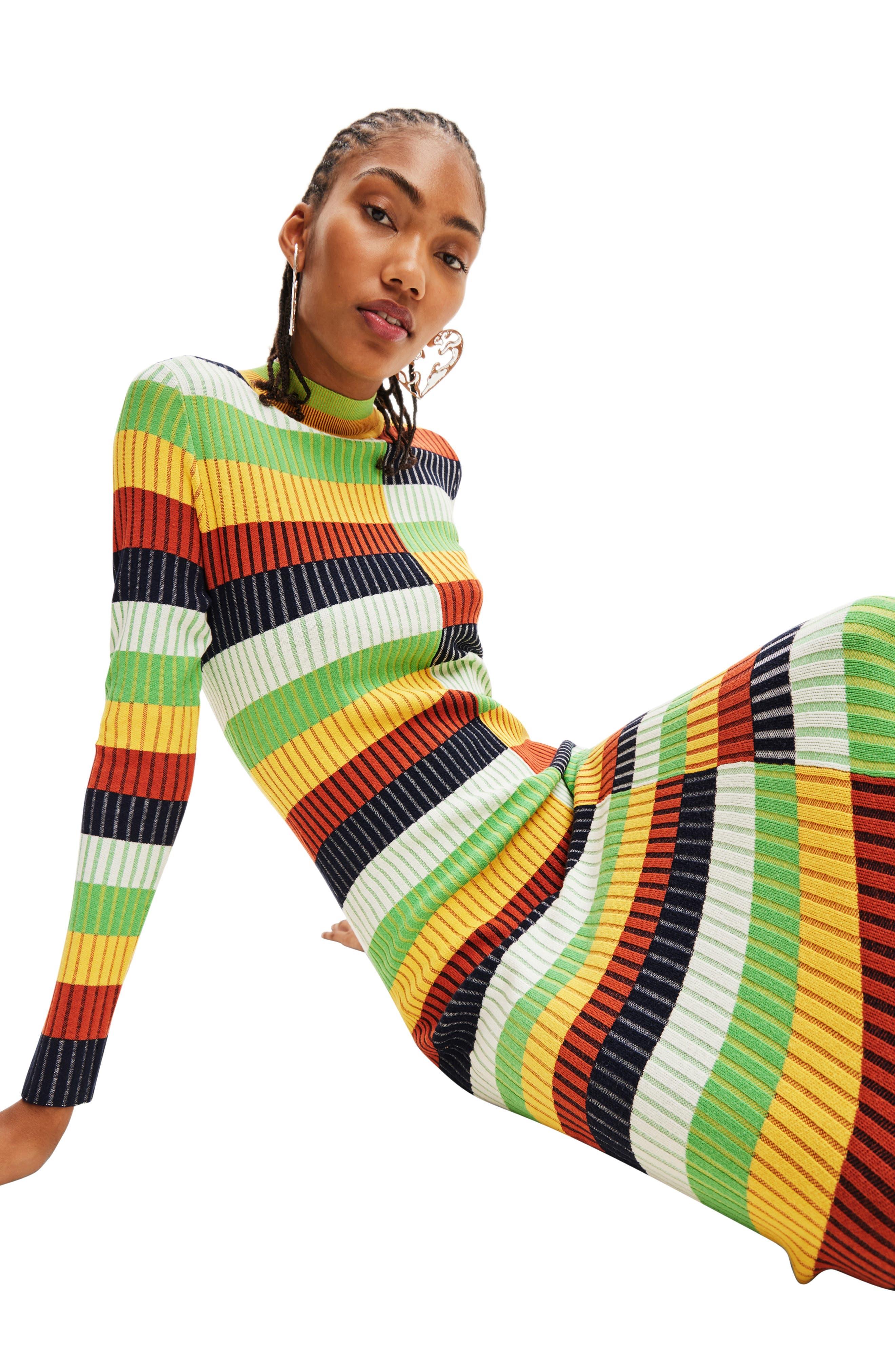 Desigual Sico Stripe Colorblock Long Sleeve Sweater Dress | Lyst