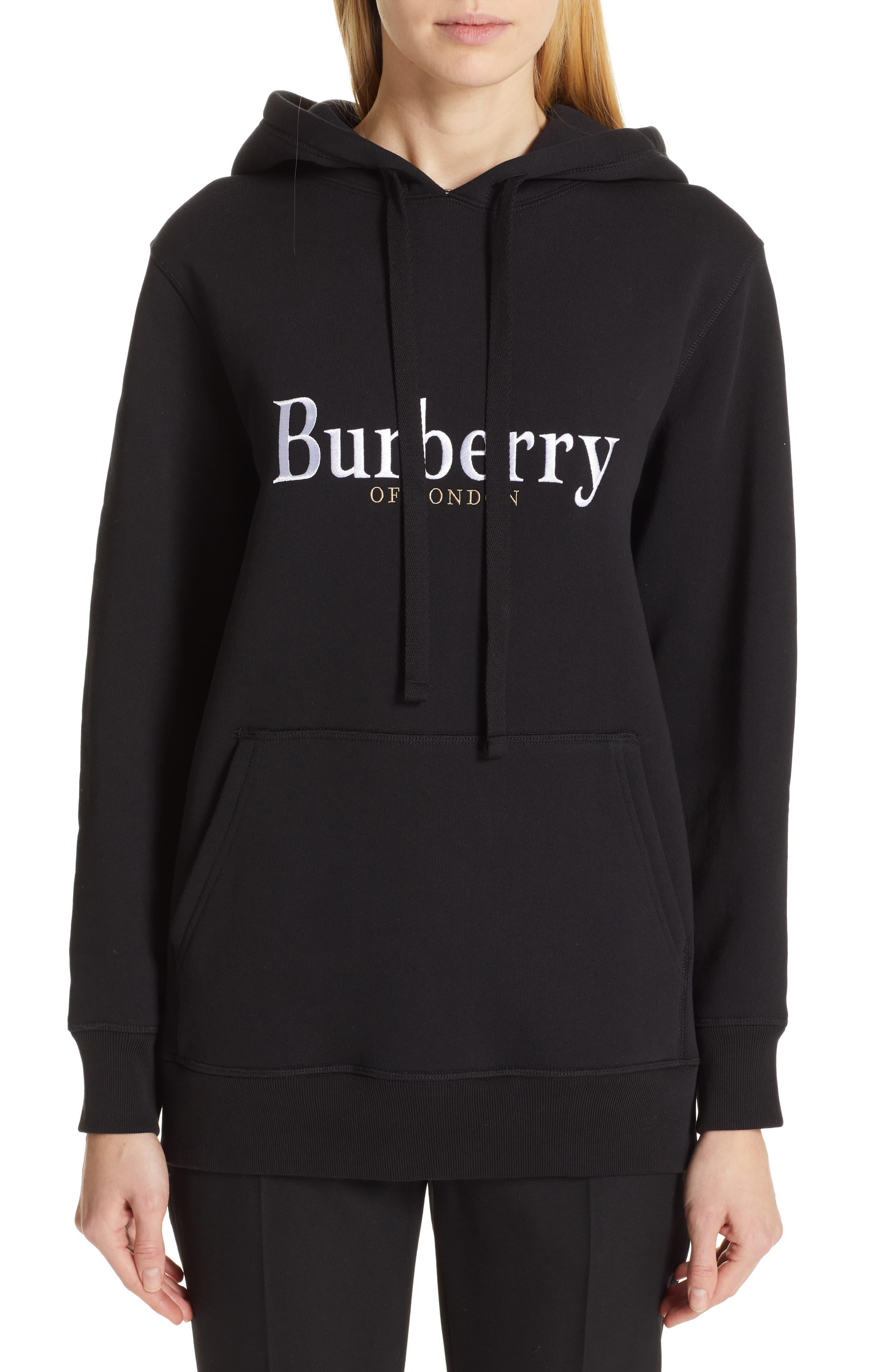 burberry embroidered logo jersey hoodie