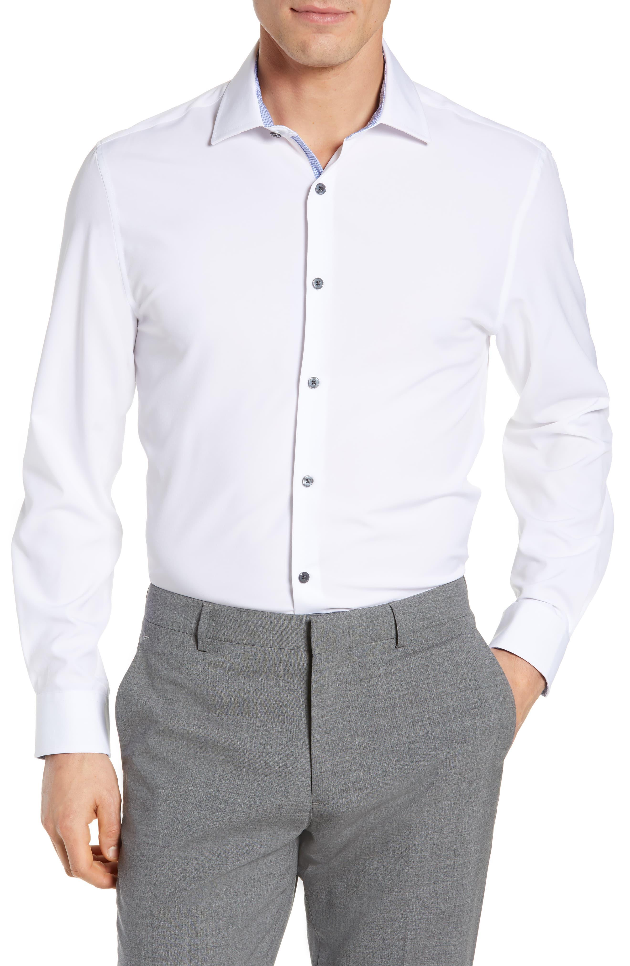 men's white stretch dress shirt