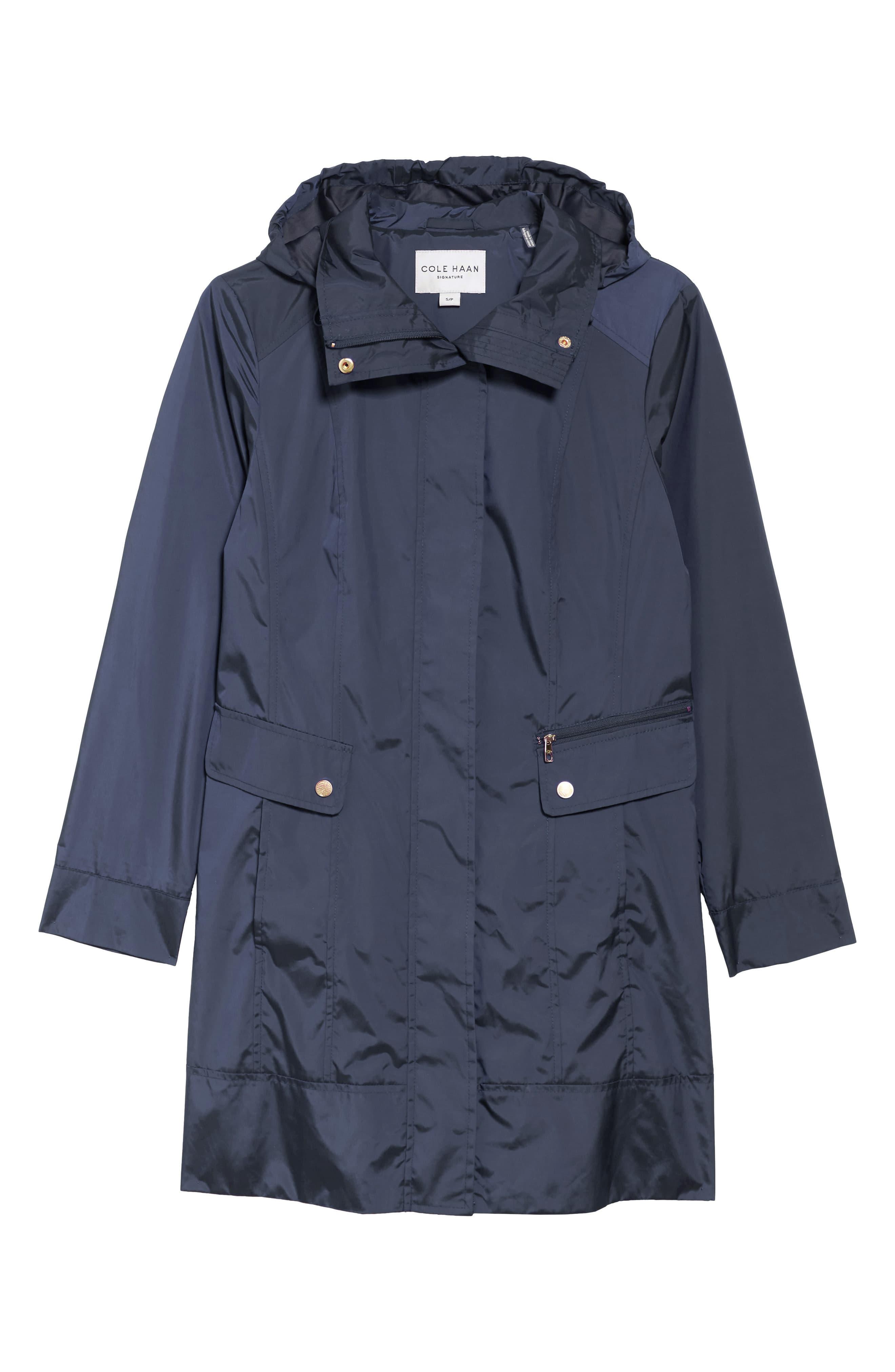 Cole Haan Back Bow Packable Hooded Raincoat, Blue Lyst