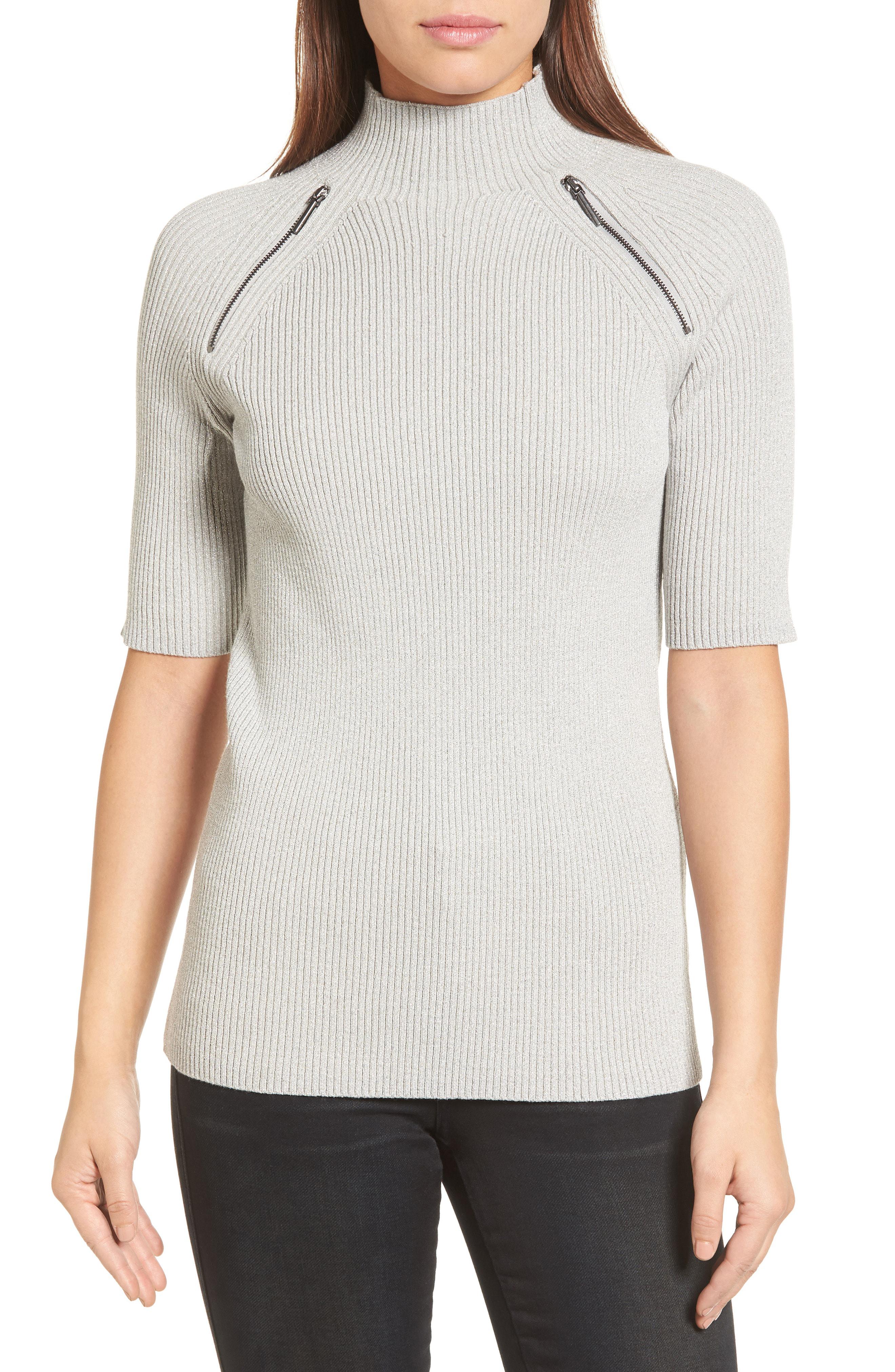 Download Kenneth Cole Elbow Sleeve Mock Neck Sweater in Light Gray ...