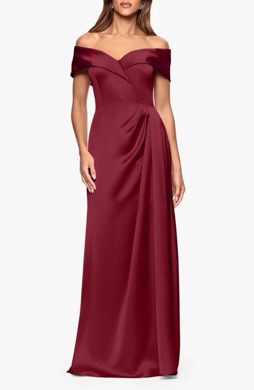 xscape red off the shoulder dress Xscape Red Ruffle Off the Shoulder Scuba