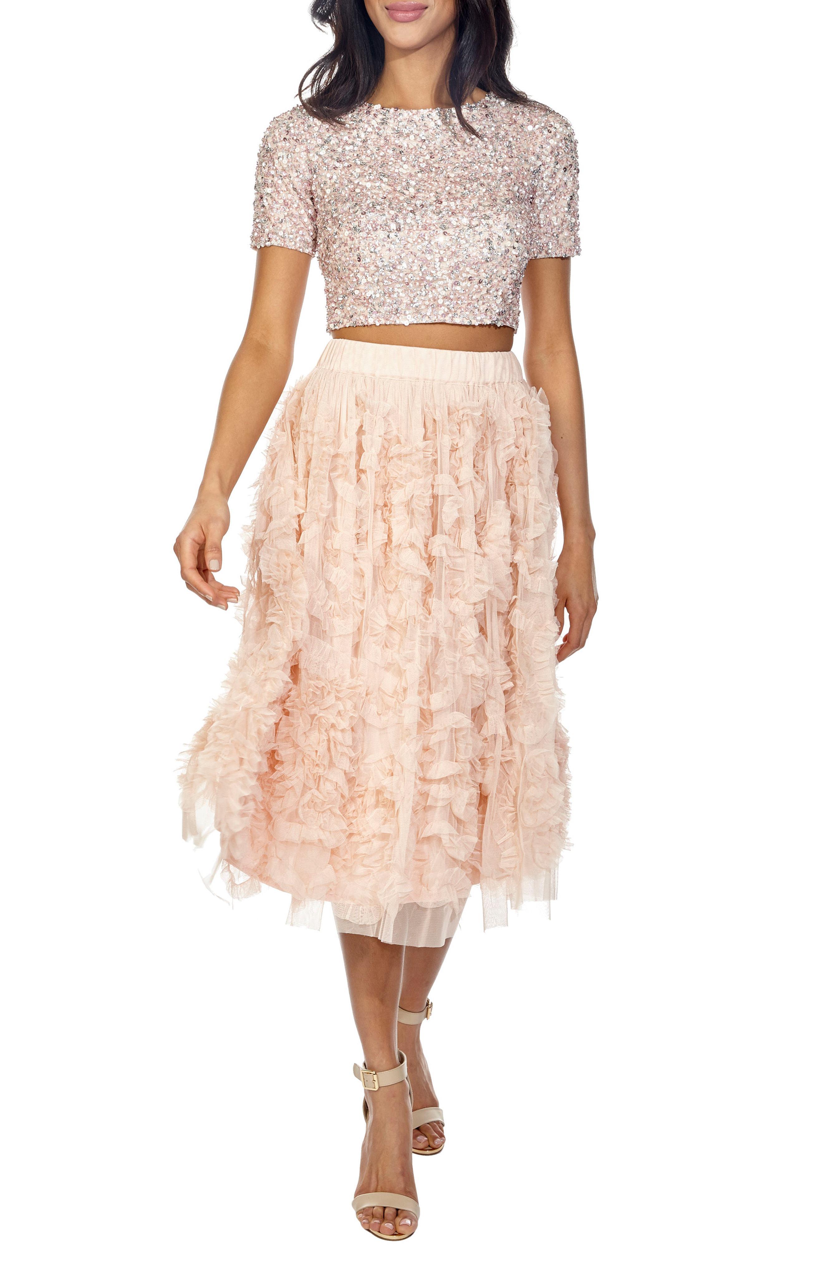 lace and beads tulle skirt