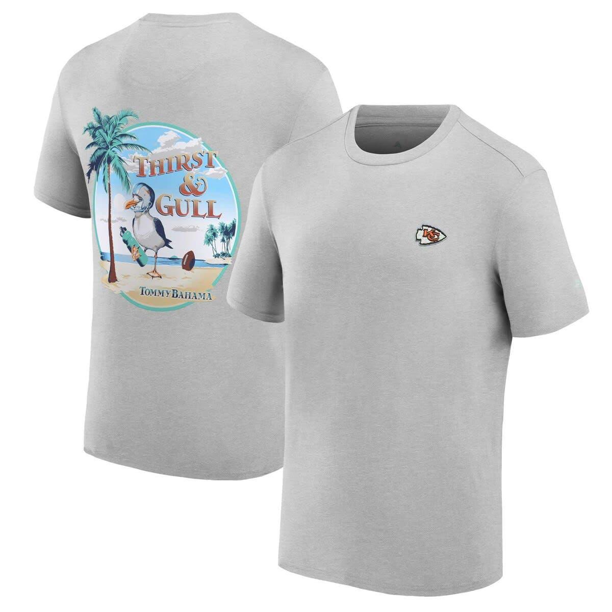 Tommy Bahama Men's Gray Kansas City Chiefs Coconut Point Frondly Fan Camp  IslandZone Button-Up Shirt