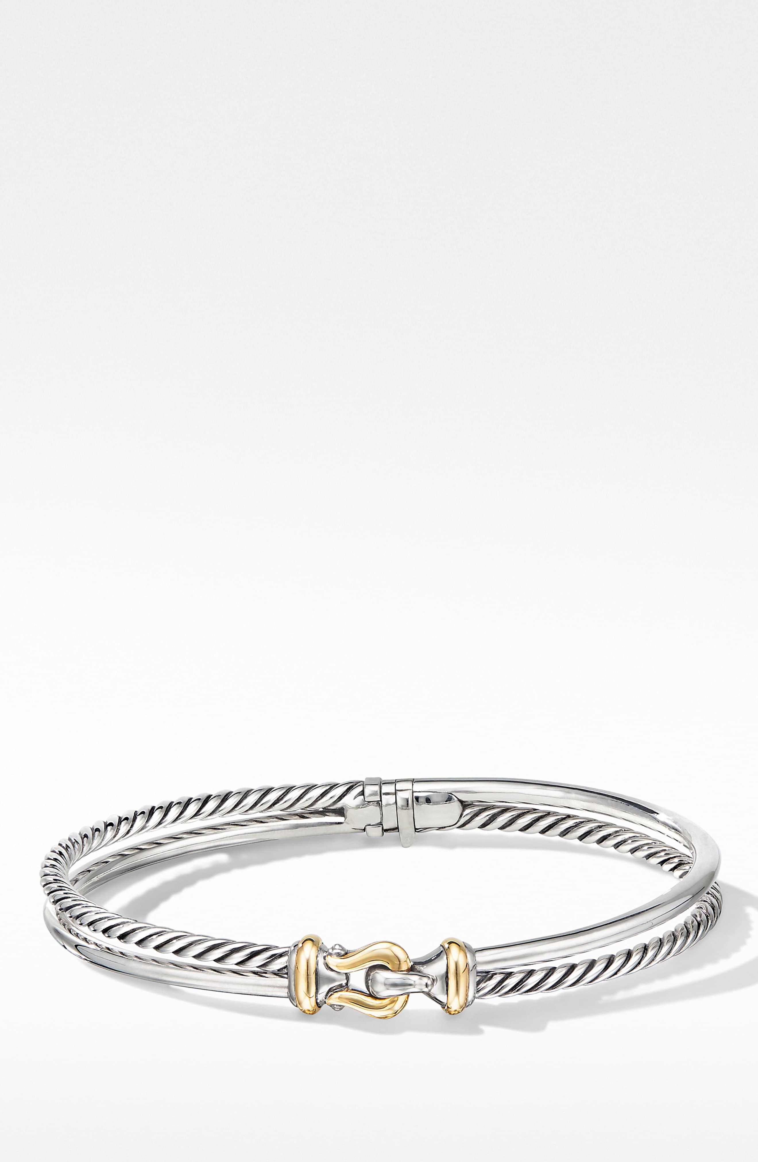 David Yurman Tworow Buckle Bracelet With 18k Yellow Gold in Metallic