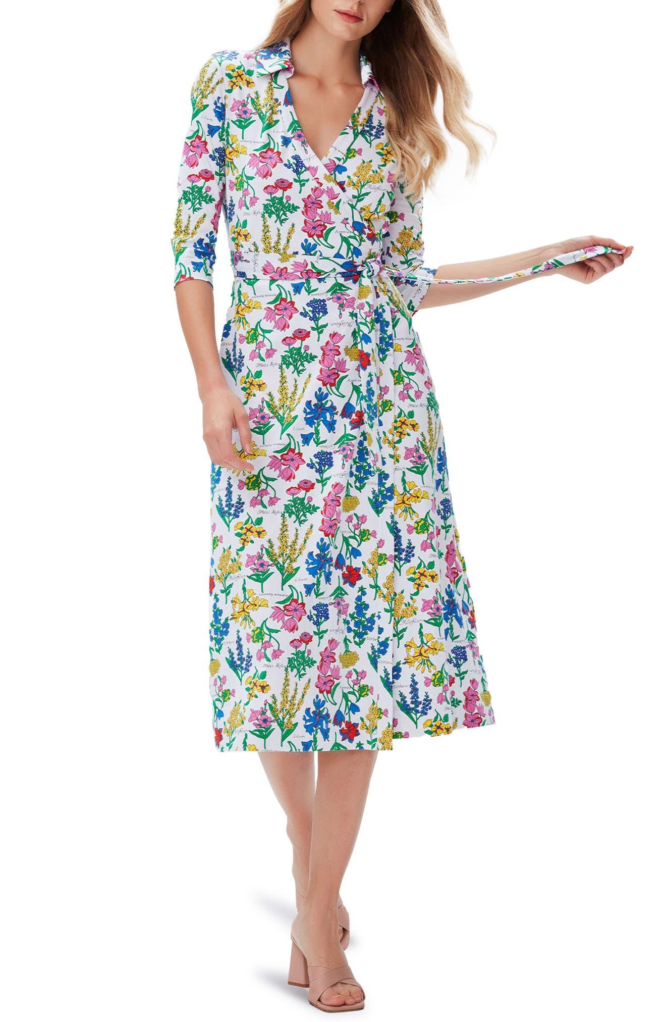 Diane von Furstenberg Abigail Floral Silk Wrap Dress in Blue | Lyst