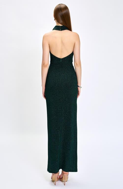 green emerald velvet dress Oprah Cape Gown B47D28L by Bariano