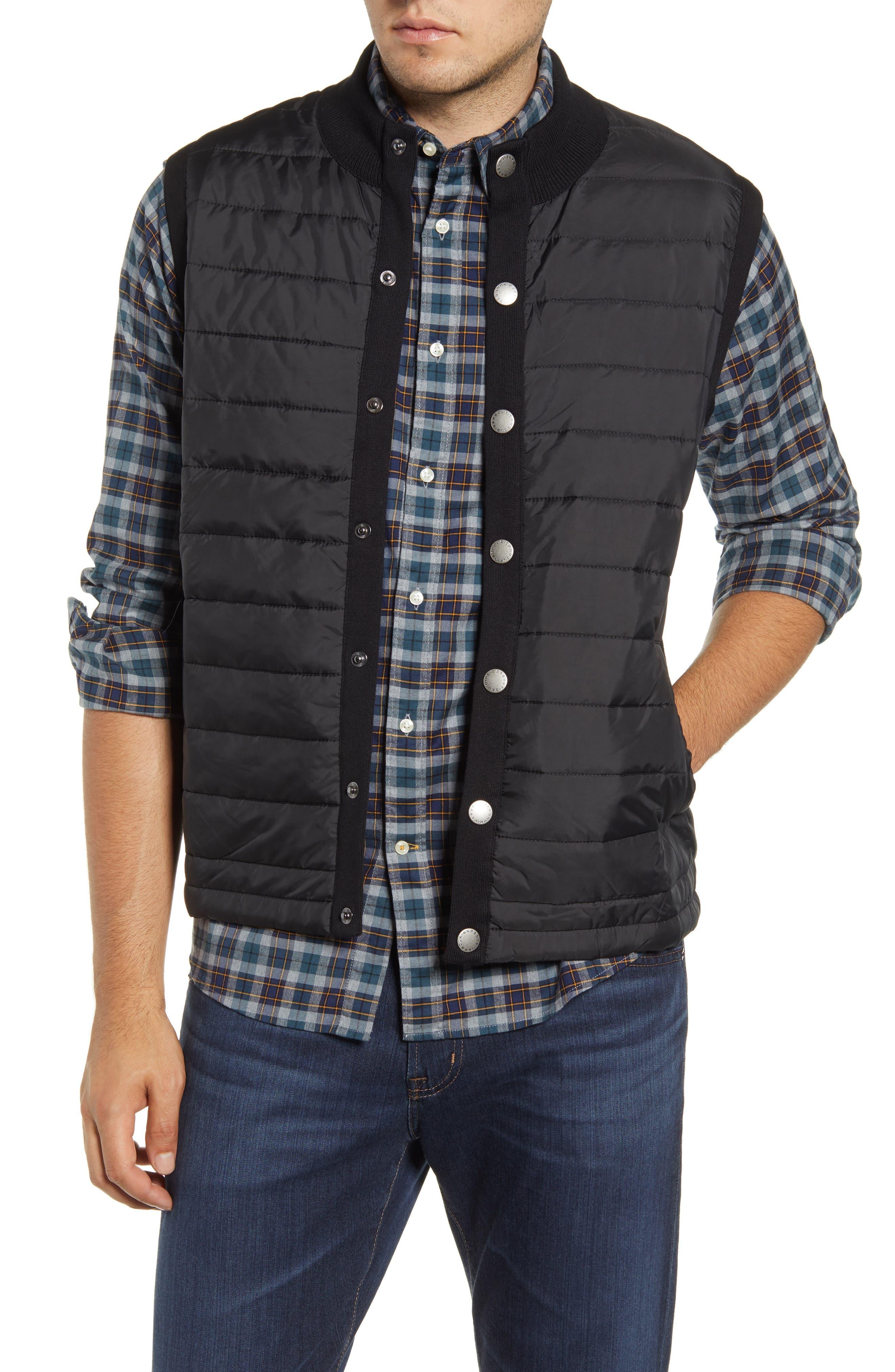 Barbour Essential Gilet Tailored Fit Mixed Media Vest in Black for Men |  Lyst