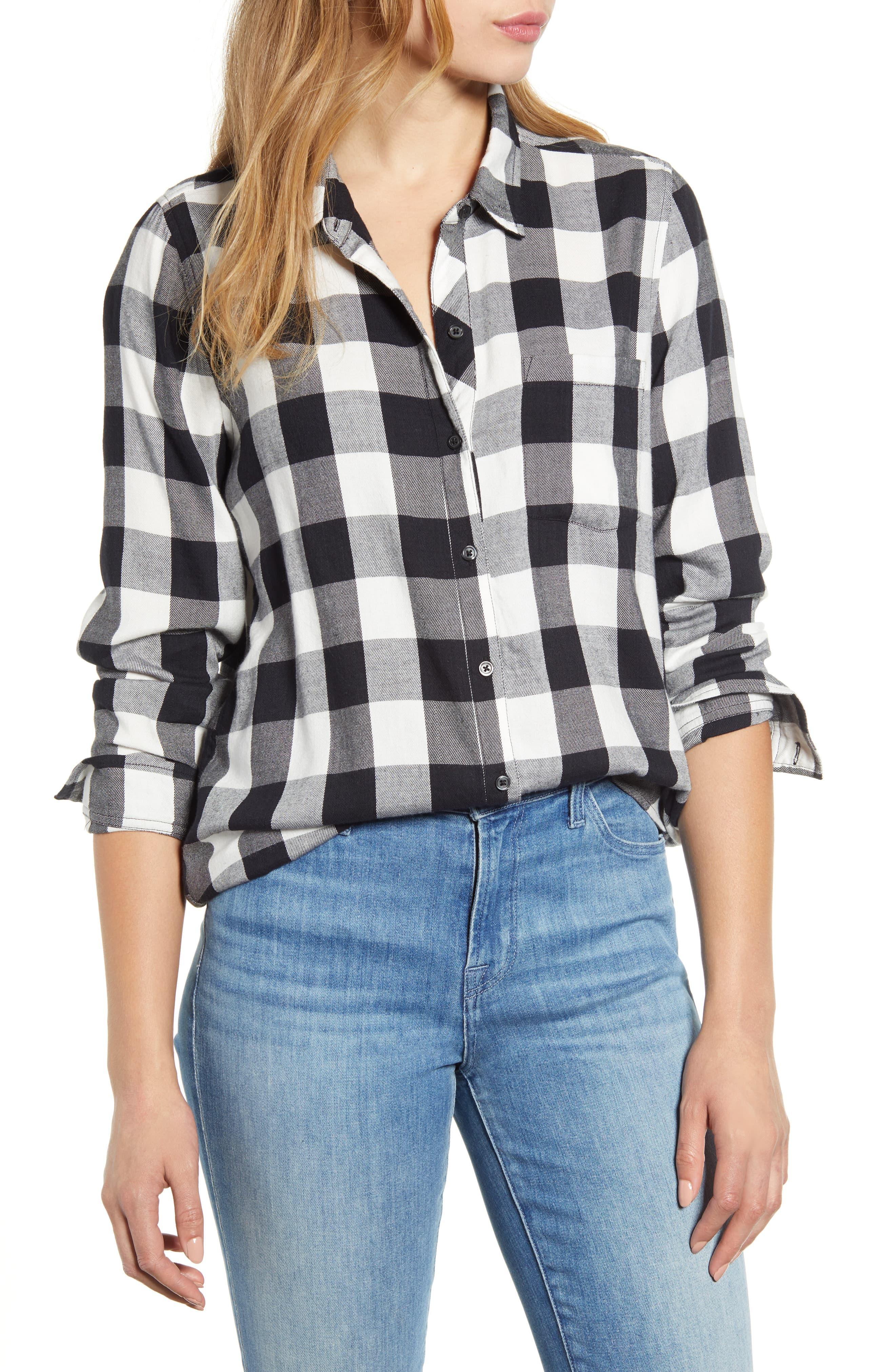 Lucky Brand Cotton Classic One-pocket Plaid Shirt in Black - Lyst
