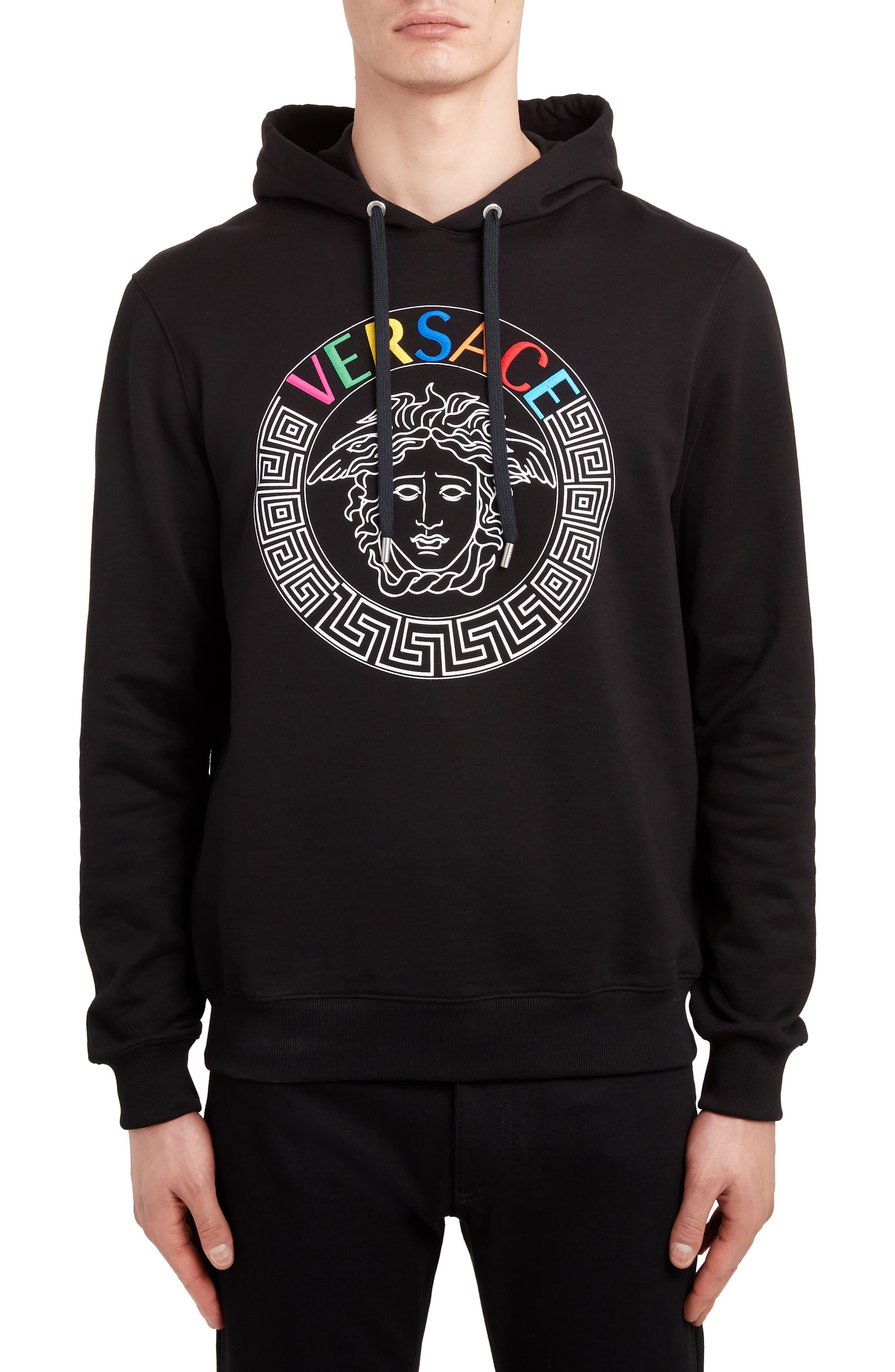Versace Synthetic Logo-detailed Loopback Cotton-jersey Hoodie in Black ...