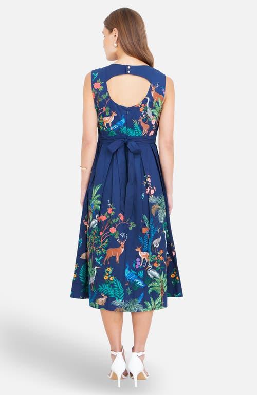 cotton midi skater dress Yumi Women's Animal Print Cotton Midi Skater Dress