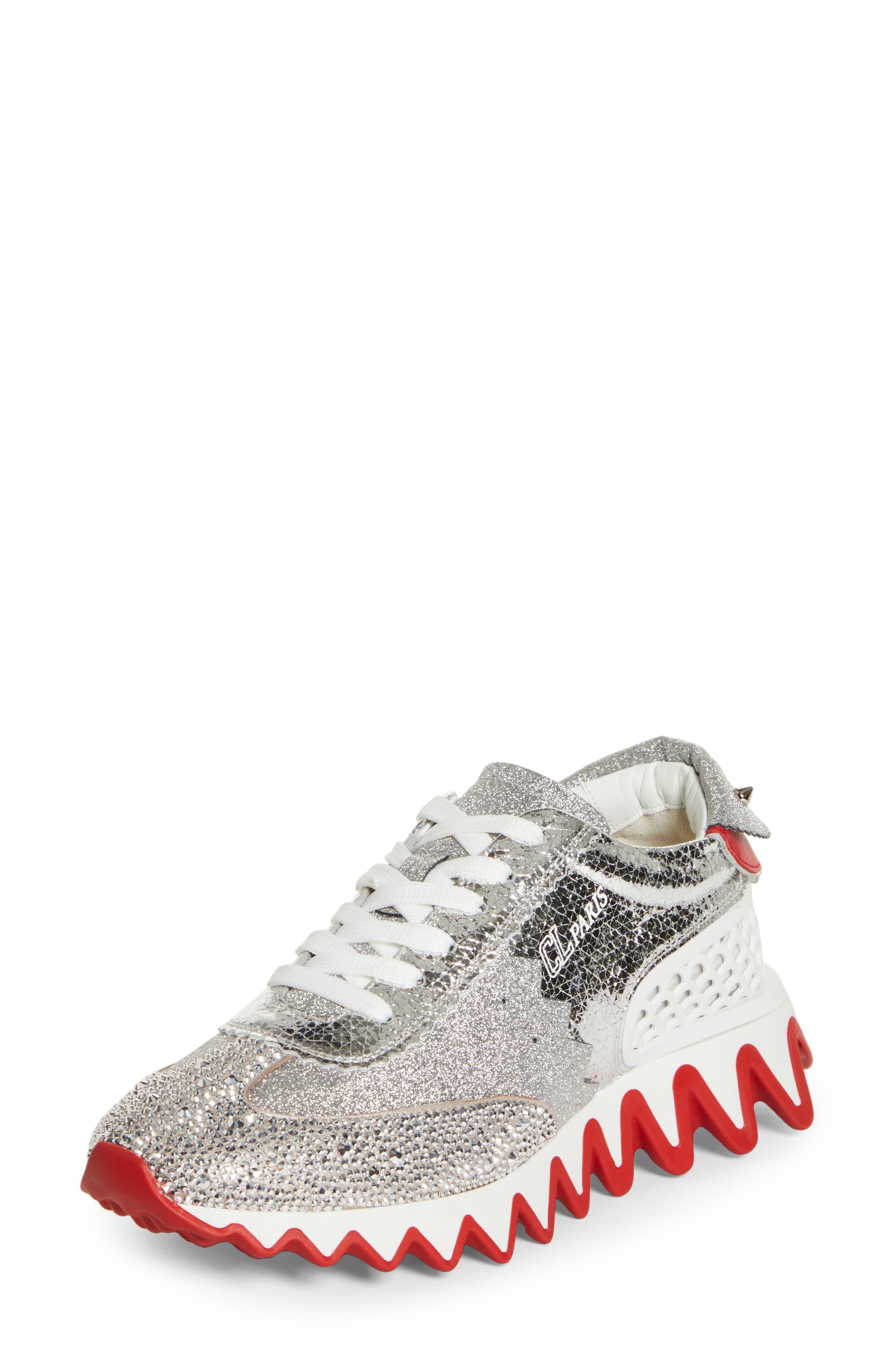 Christian Louboutin Loubishark Crystal Embellished Sneaker in White | Lyst