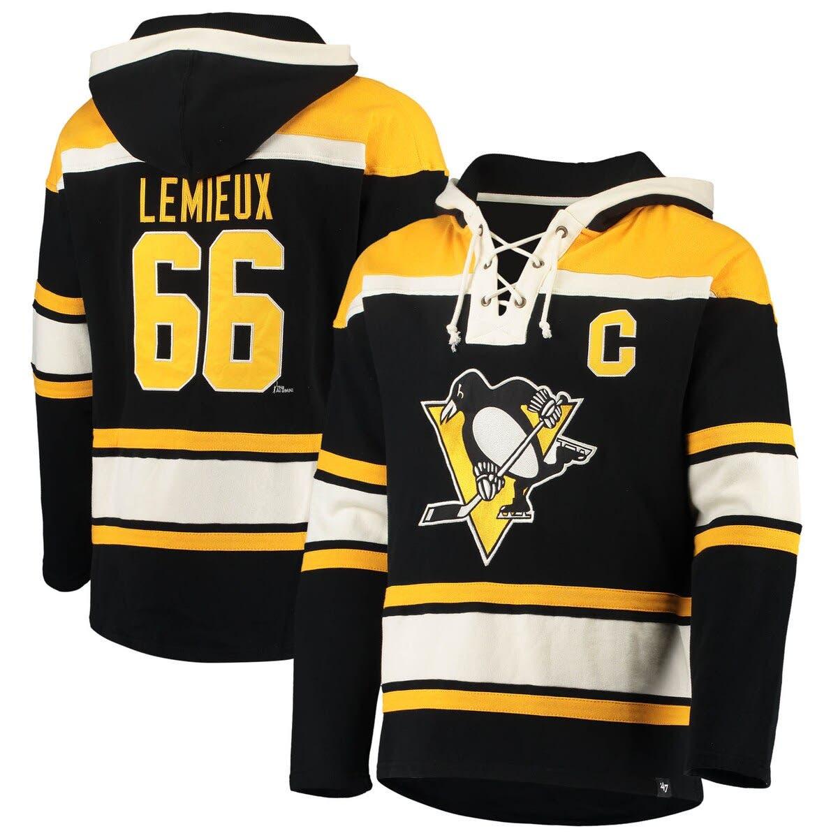 Women's '47 Black Pittsburgh Penguins Superior Lacer Pullover Hoodie Size: Small
