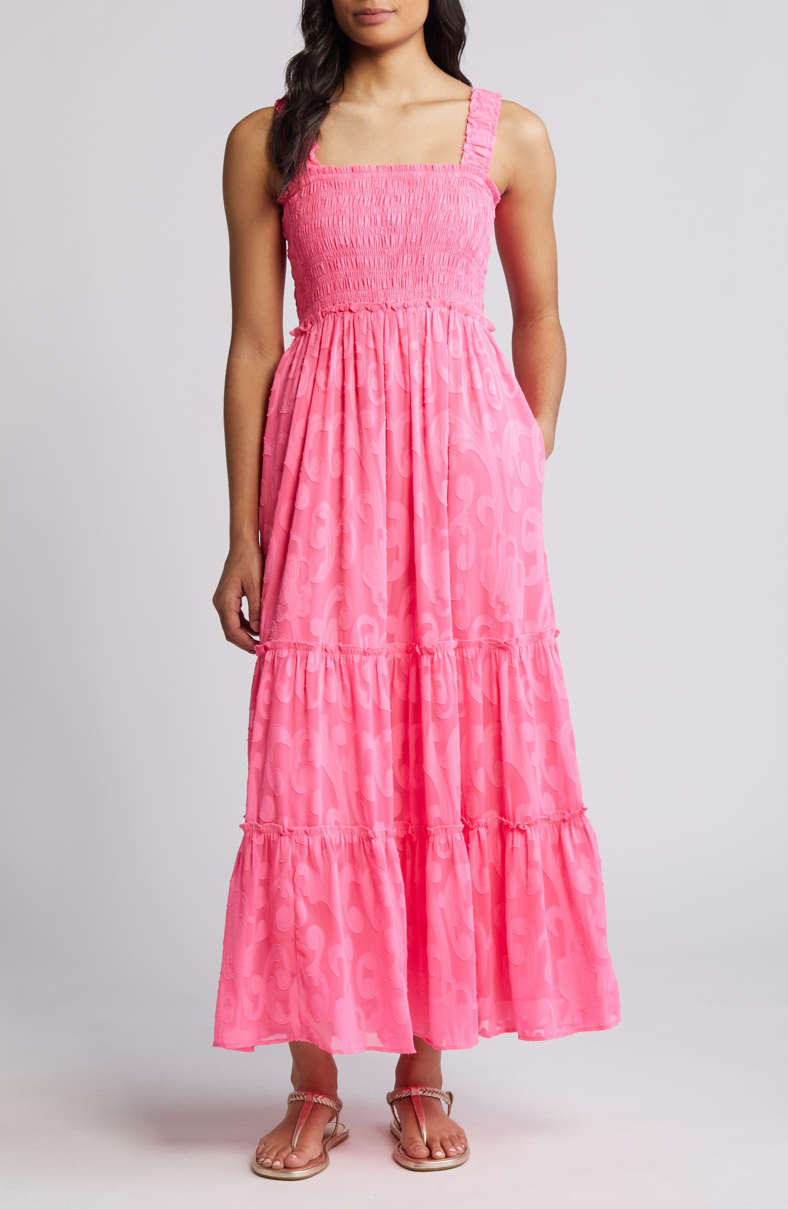 Lilly Pulitzer Lilly Pulitzer Hadley Smocked Maxi Dress in Pink | Lyst