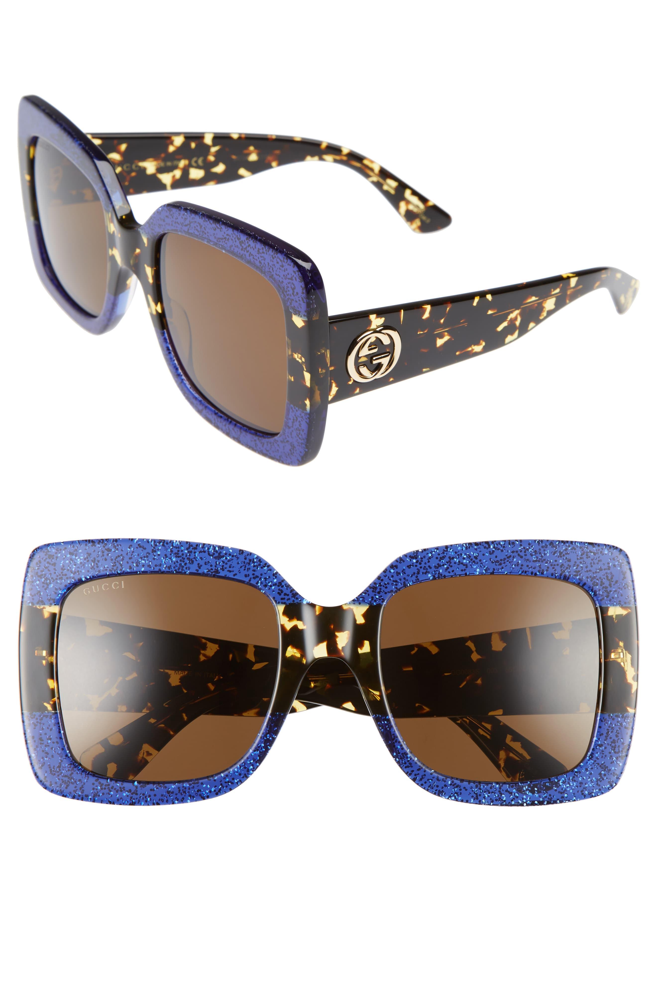 gucci glittered gradient oversized square sunglasses