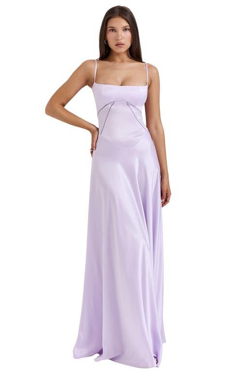 House Of Cb Anabella Lace-Up Satin Gown in Purple | Lyst House Of Cb Anabella Lace-Up Satin Gown in Purple | Lyst