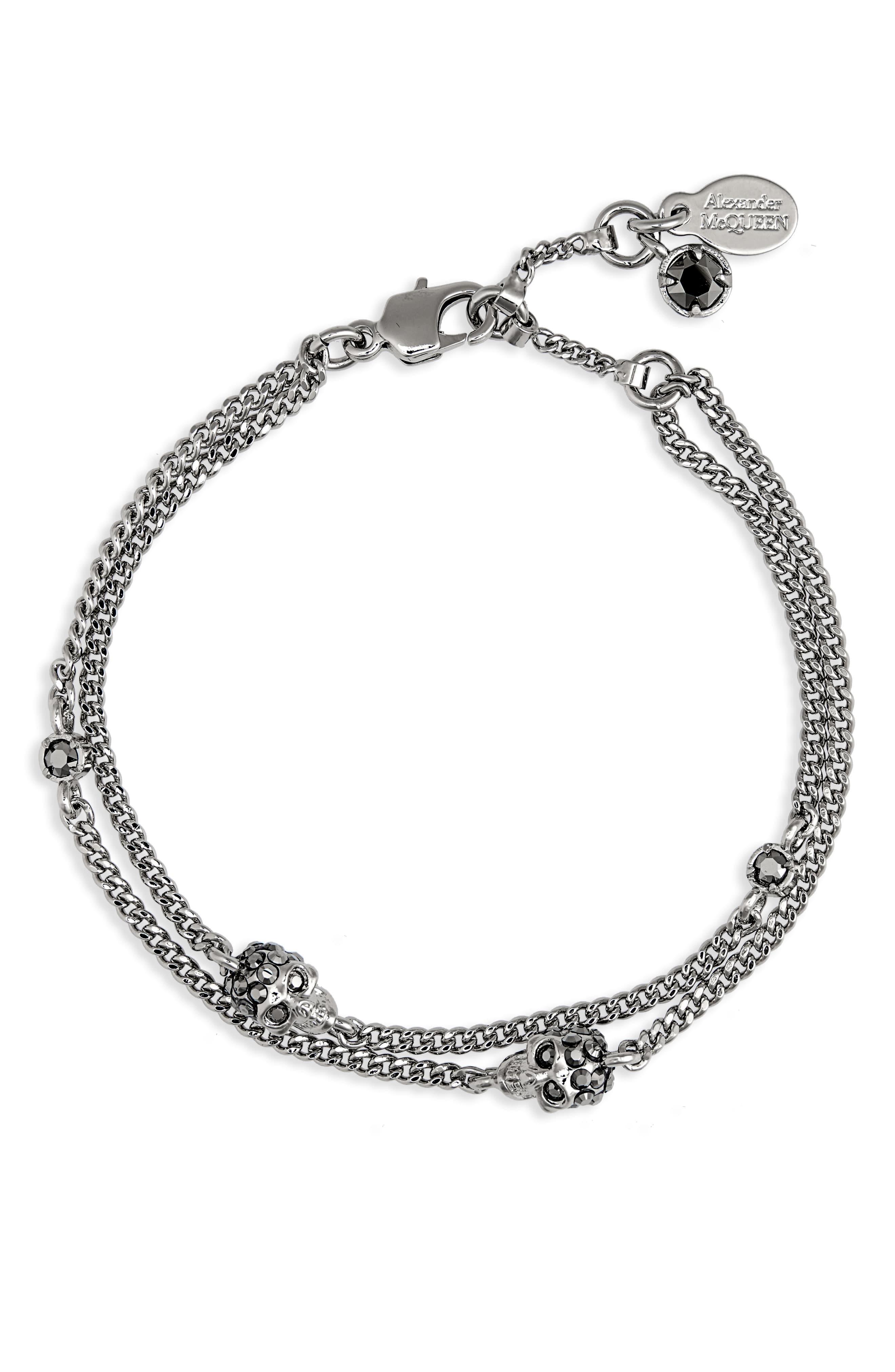 Alexander McQueen Skull Chain Bracelet in Metallic - Lyst