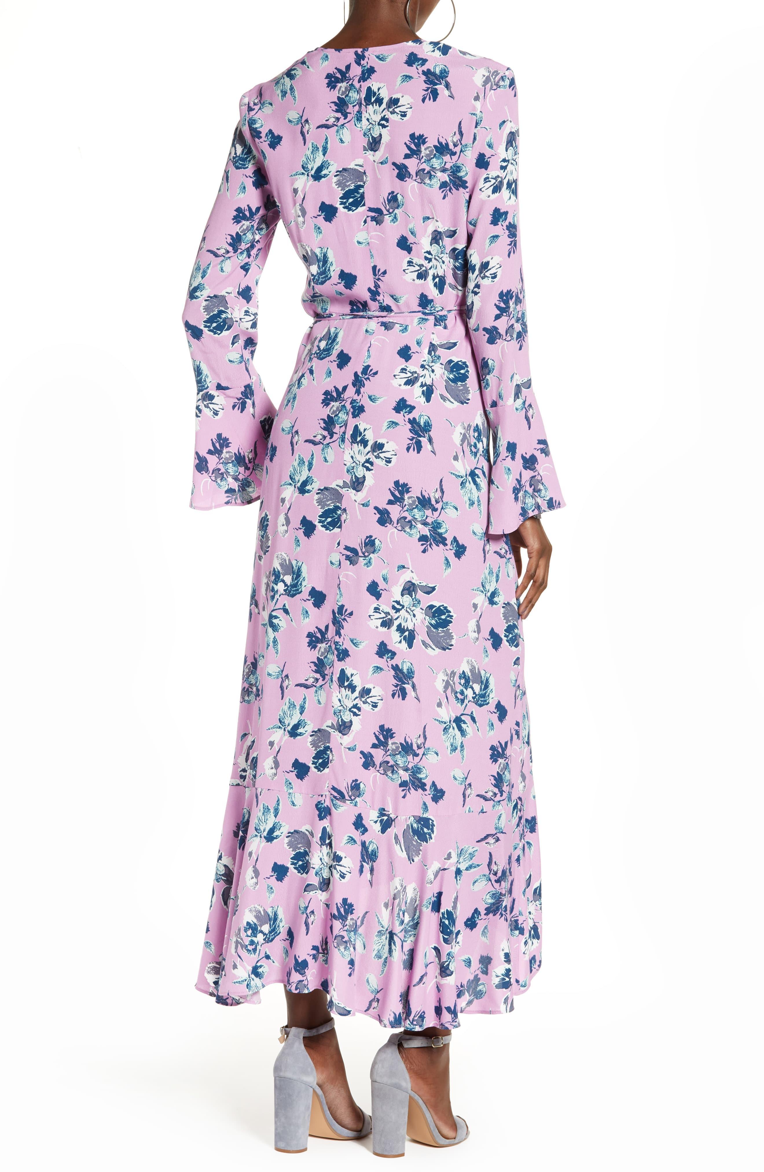 bell sleeve wrap midi dress leith