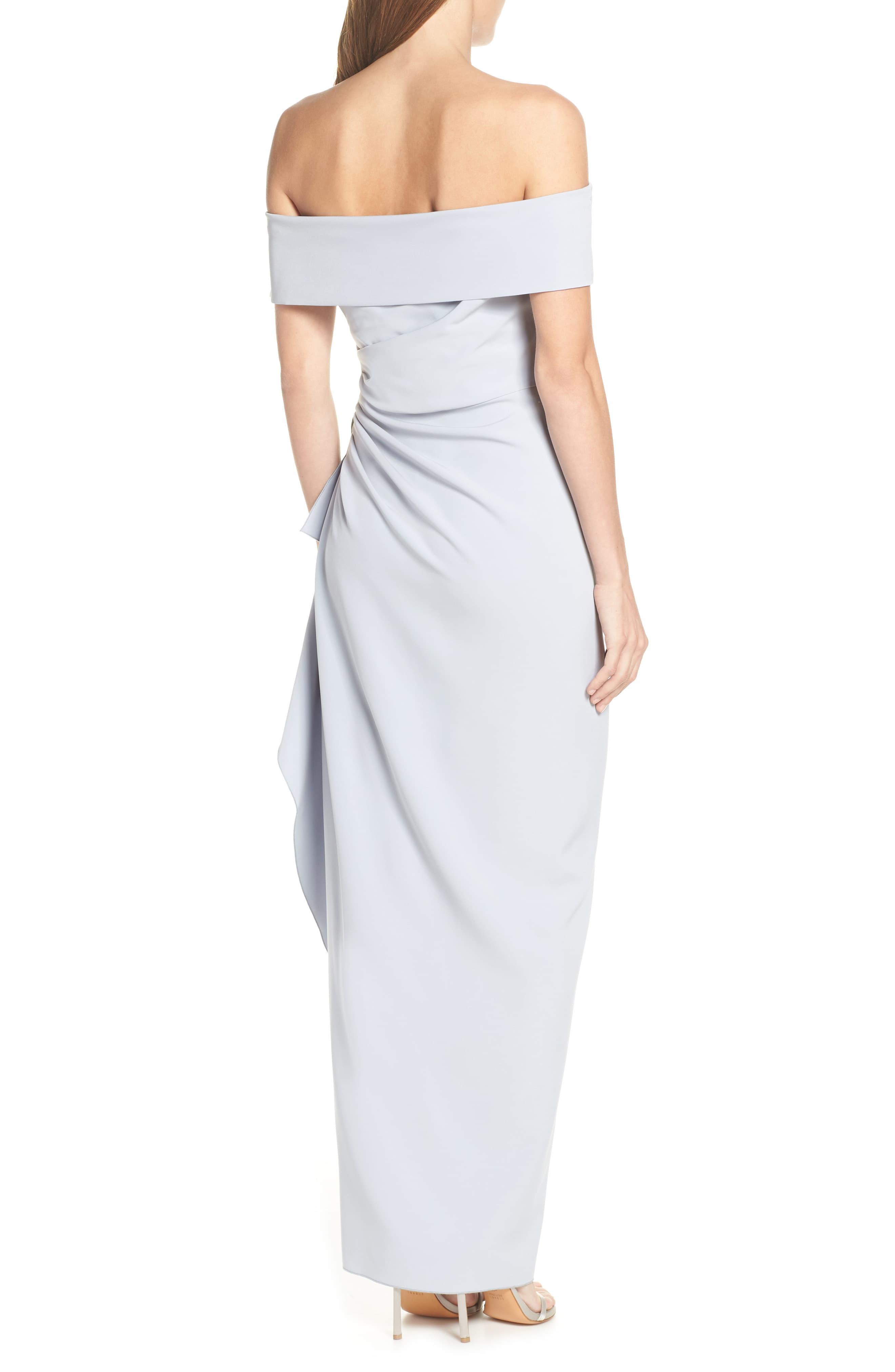 off the shoulder crepe gown vince camuto