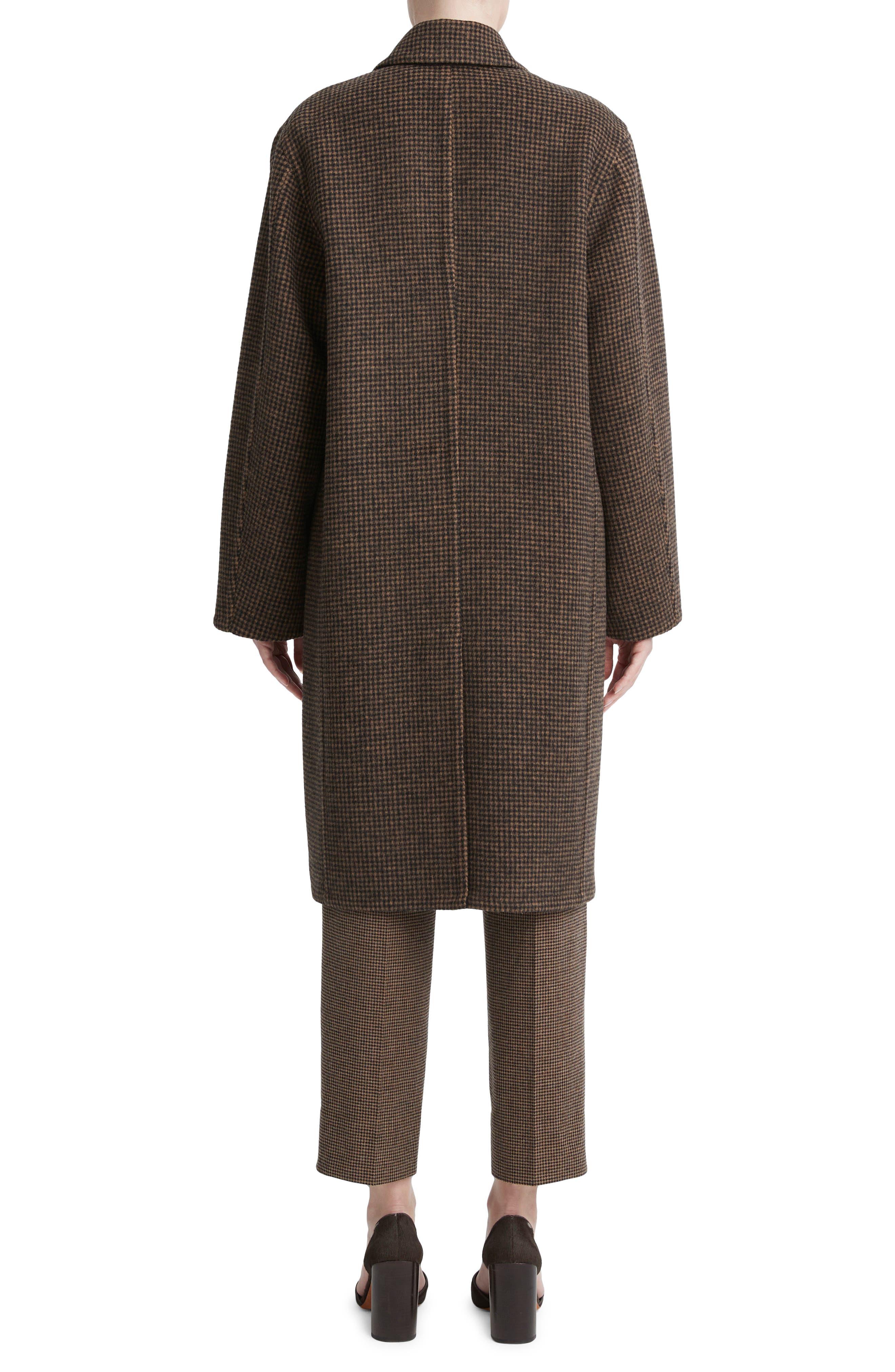 Vince Houndstooth Check Recycled Wool Blend Coat in Brown | Lyst