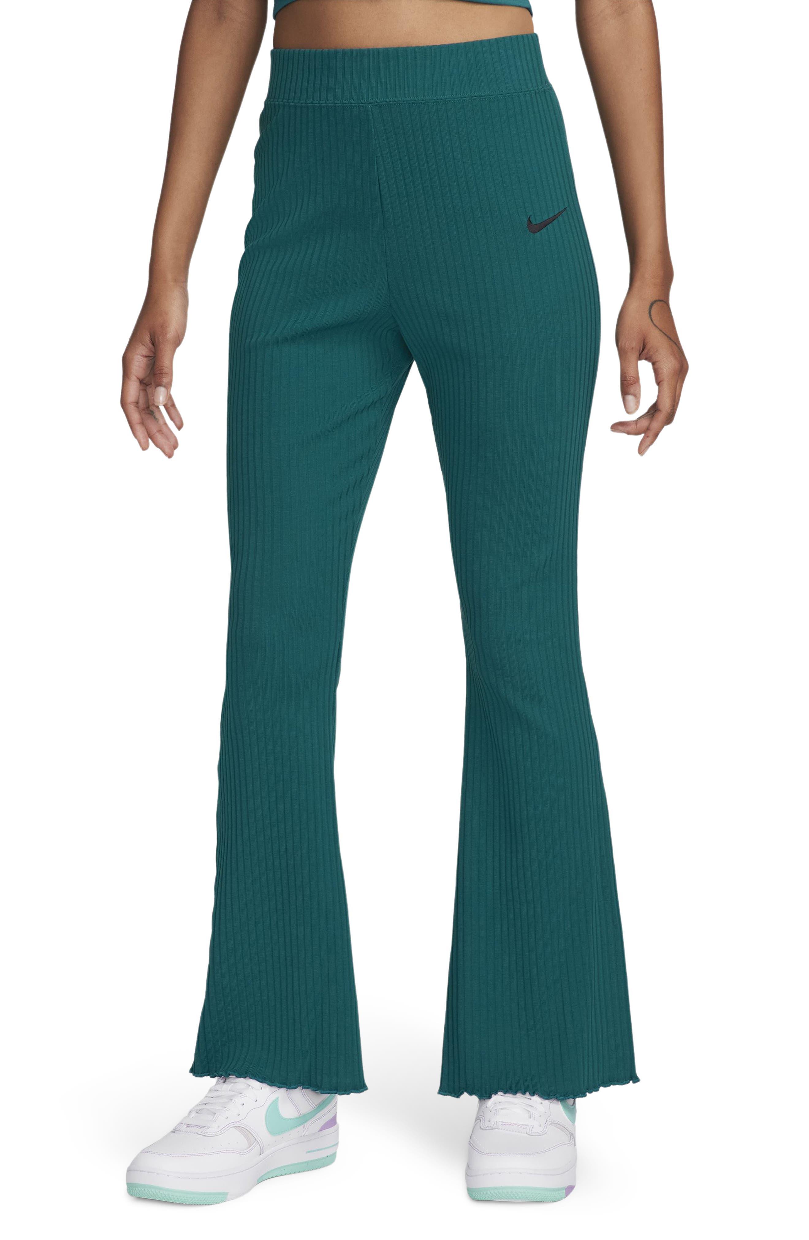 Nike Sportswear Rib Flare Pants in Green Lyst