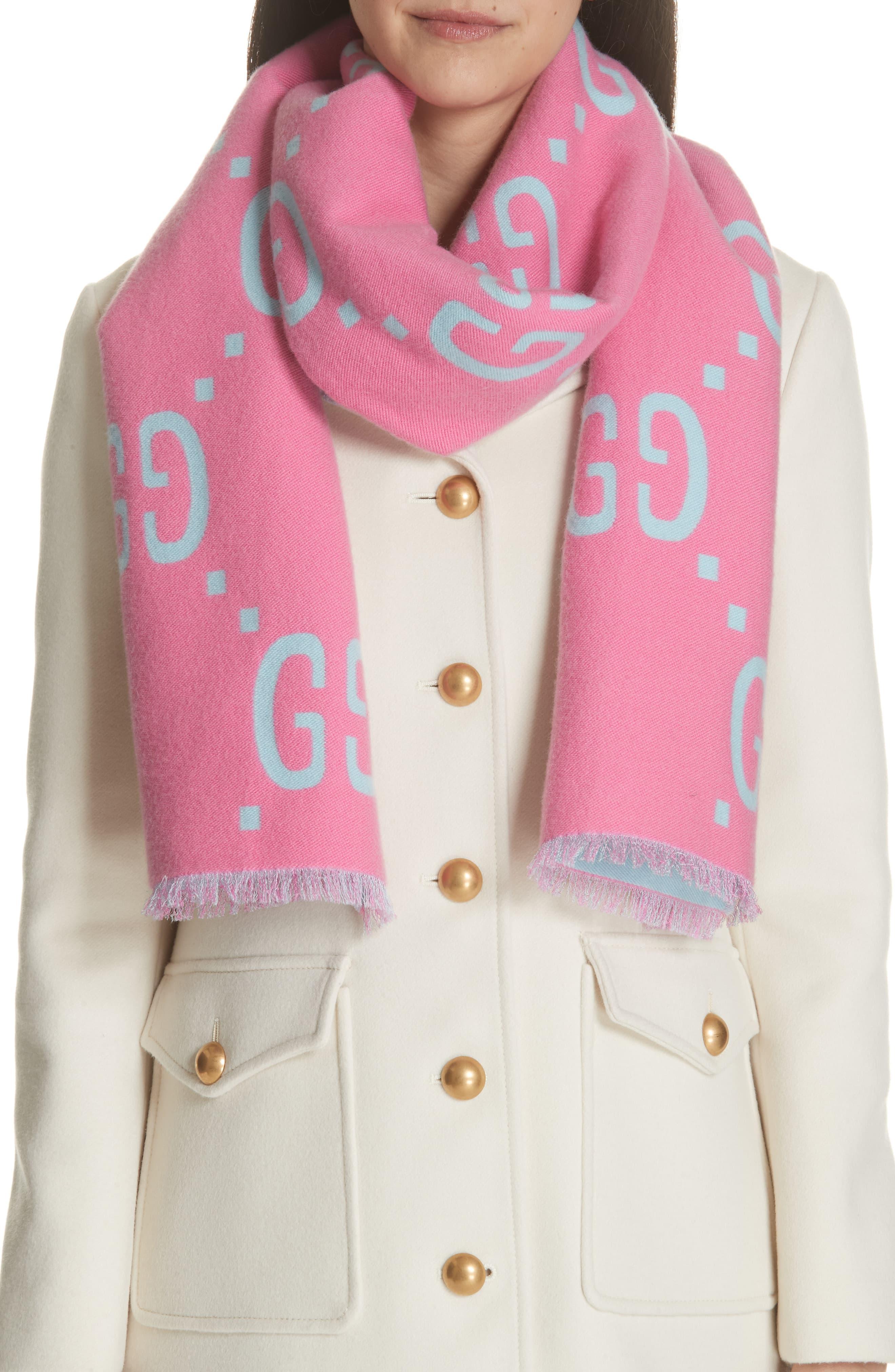 Gucci Gg Freedom Wool & Silk Scarf in Blue Lyst