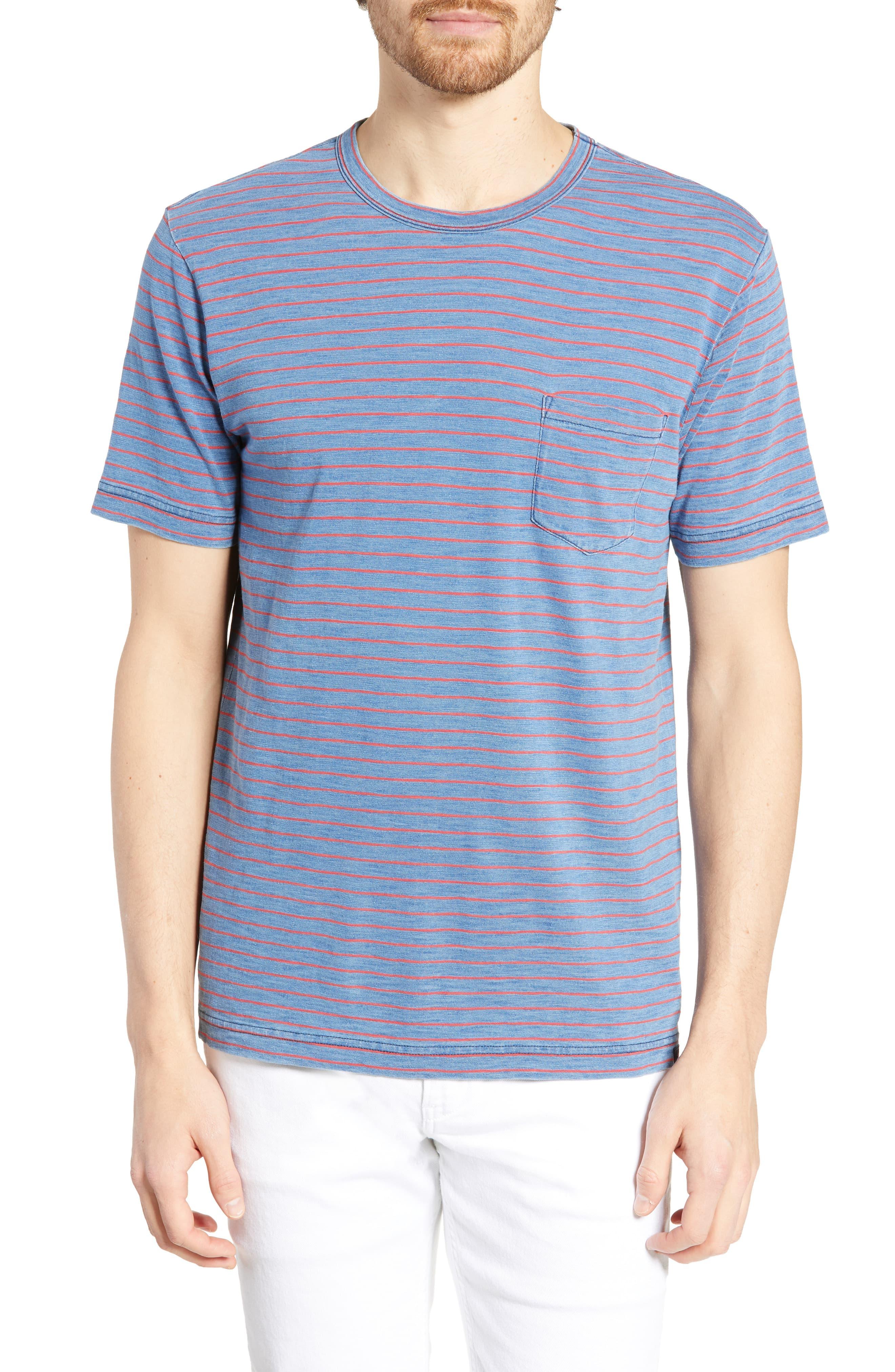 Faherty Brand Stripe Pocket Tshirt in Blue for Men Lyst