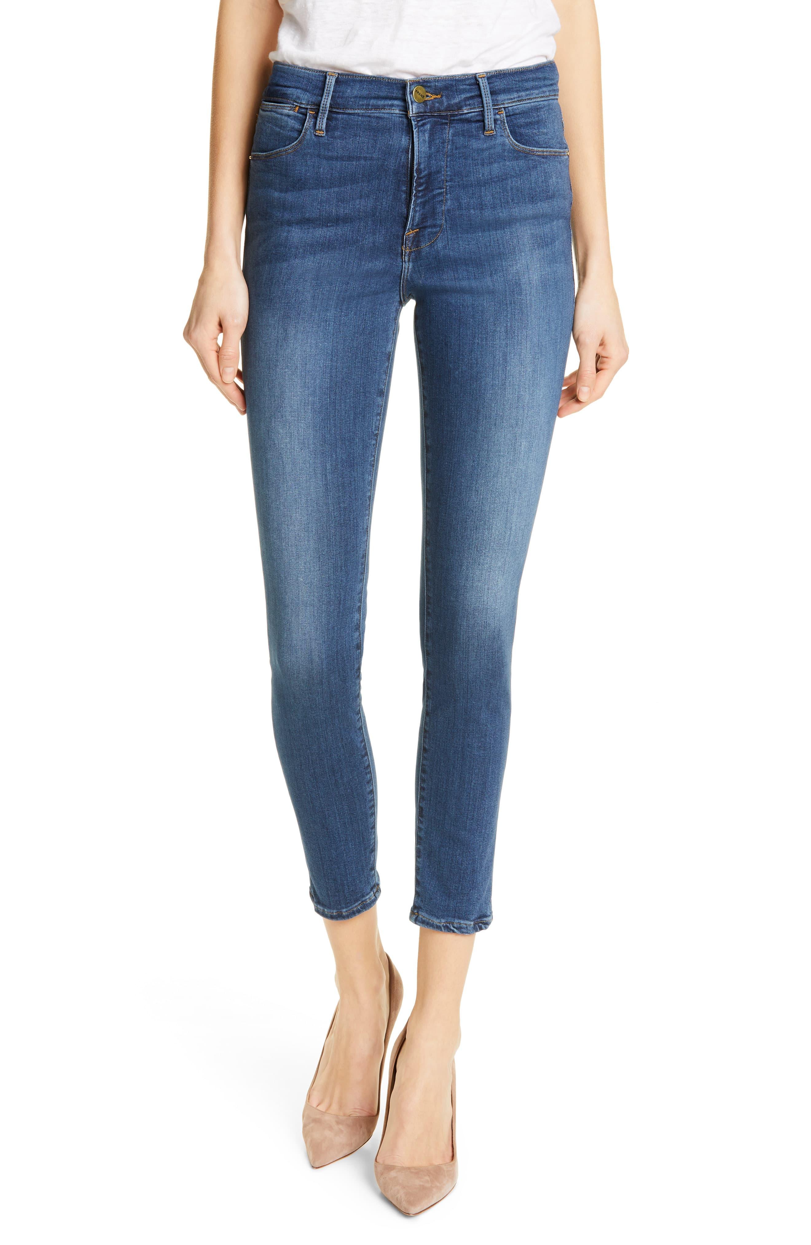 FRAME Denim Le High Crop Skinny Jeans in Blue Lyst