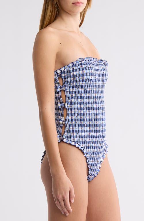 Damson Madder Betty Smocked One-Piece Swimsuit in Blue | Lyst