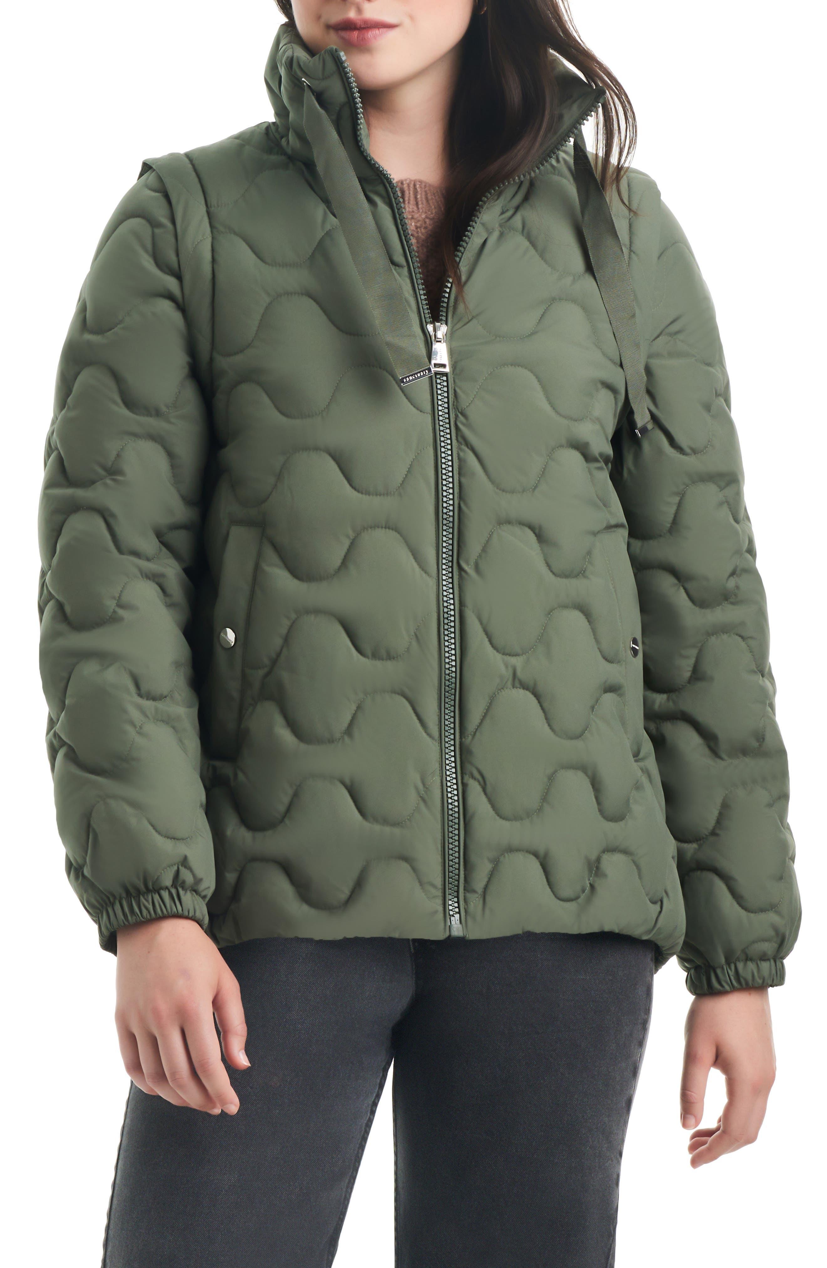 H&M Lightweight Quilted Puffer Full-Zip Hooded Dark Green