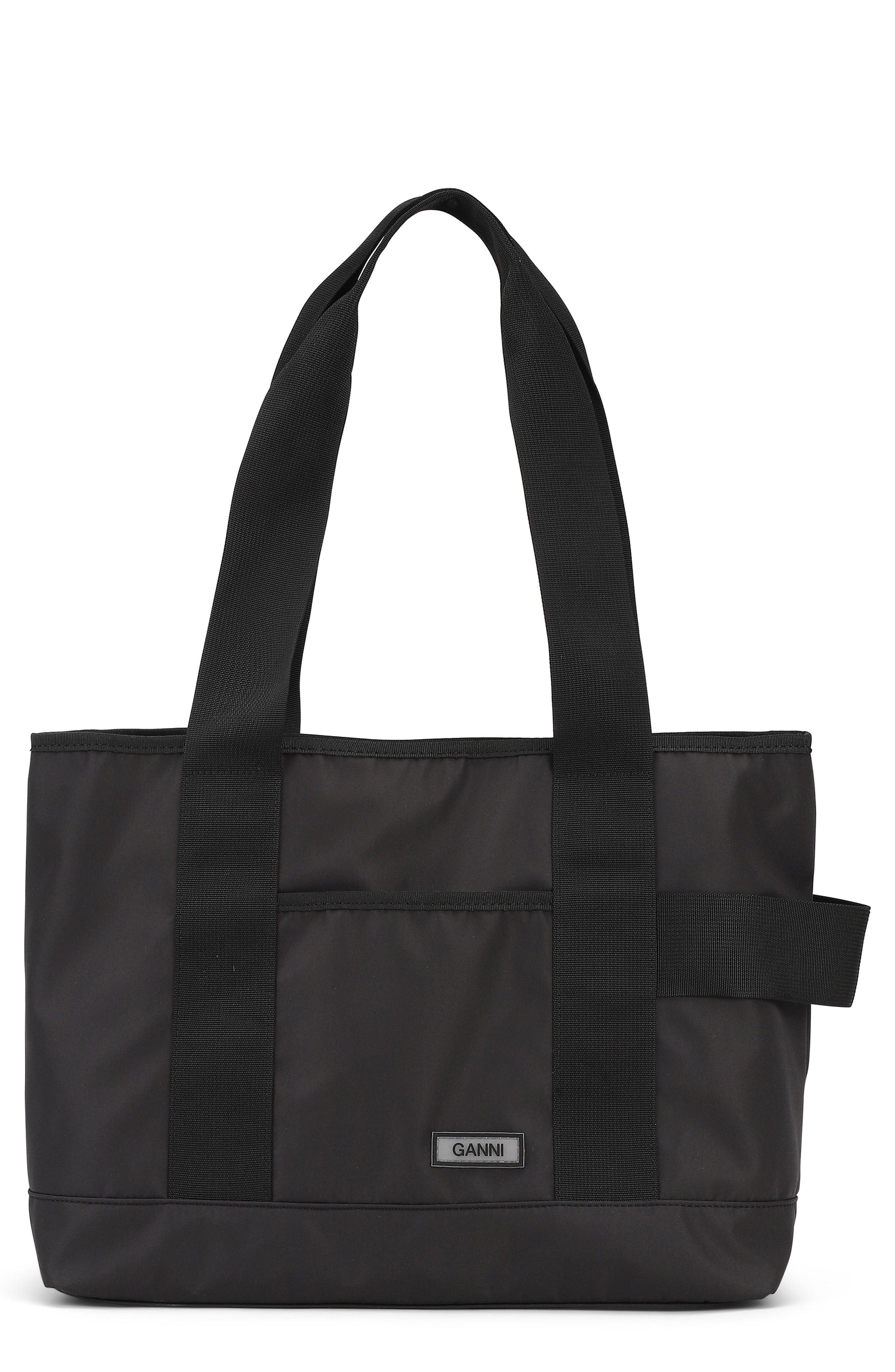 Ganni Synthetic Small Nylon Tote In Black - Lyst