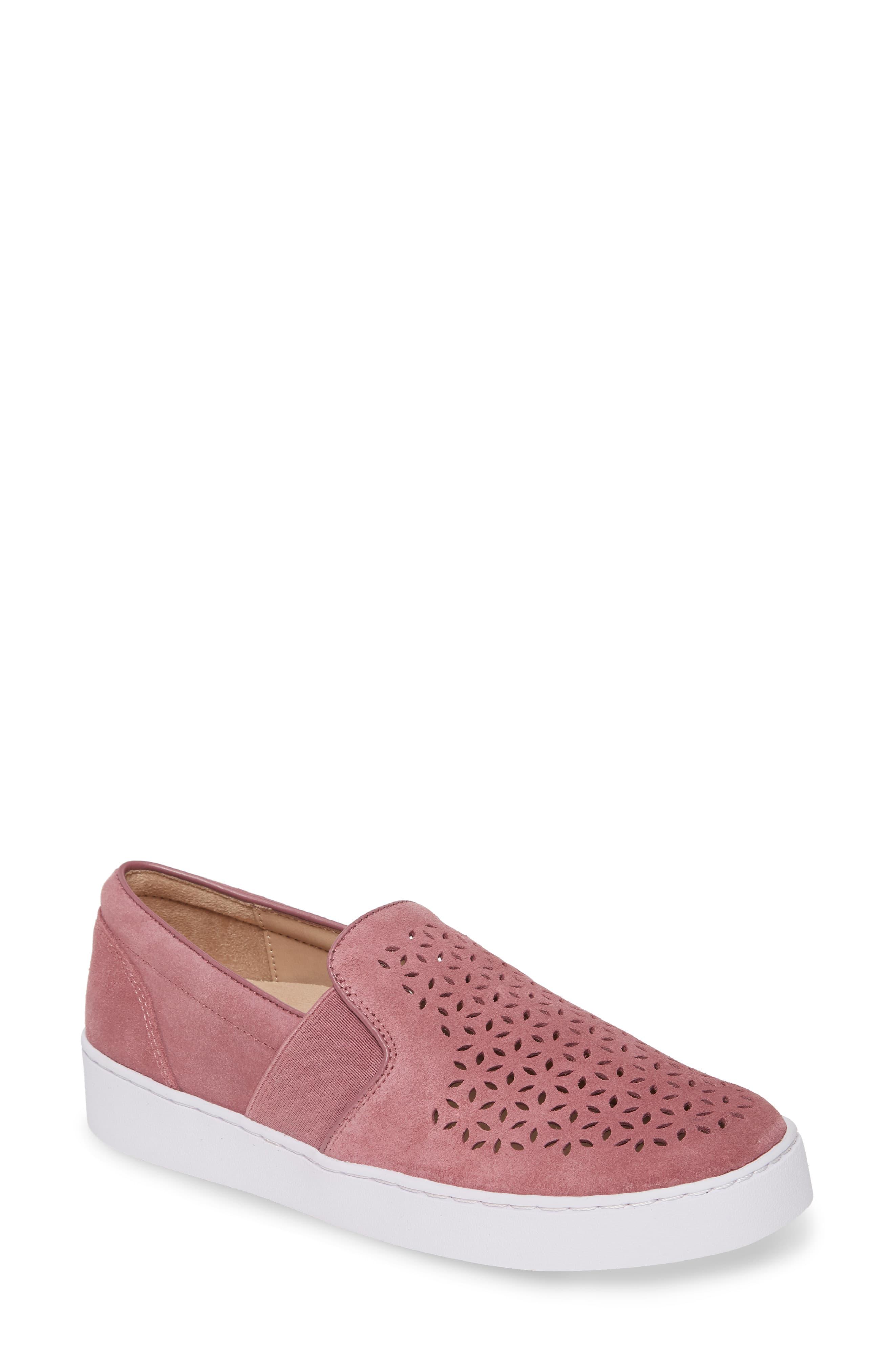 Vionic Suede Kani Perforated Slip-on Sneaker in French Rose Suede ...