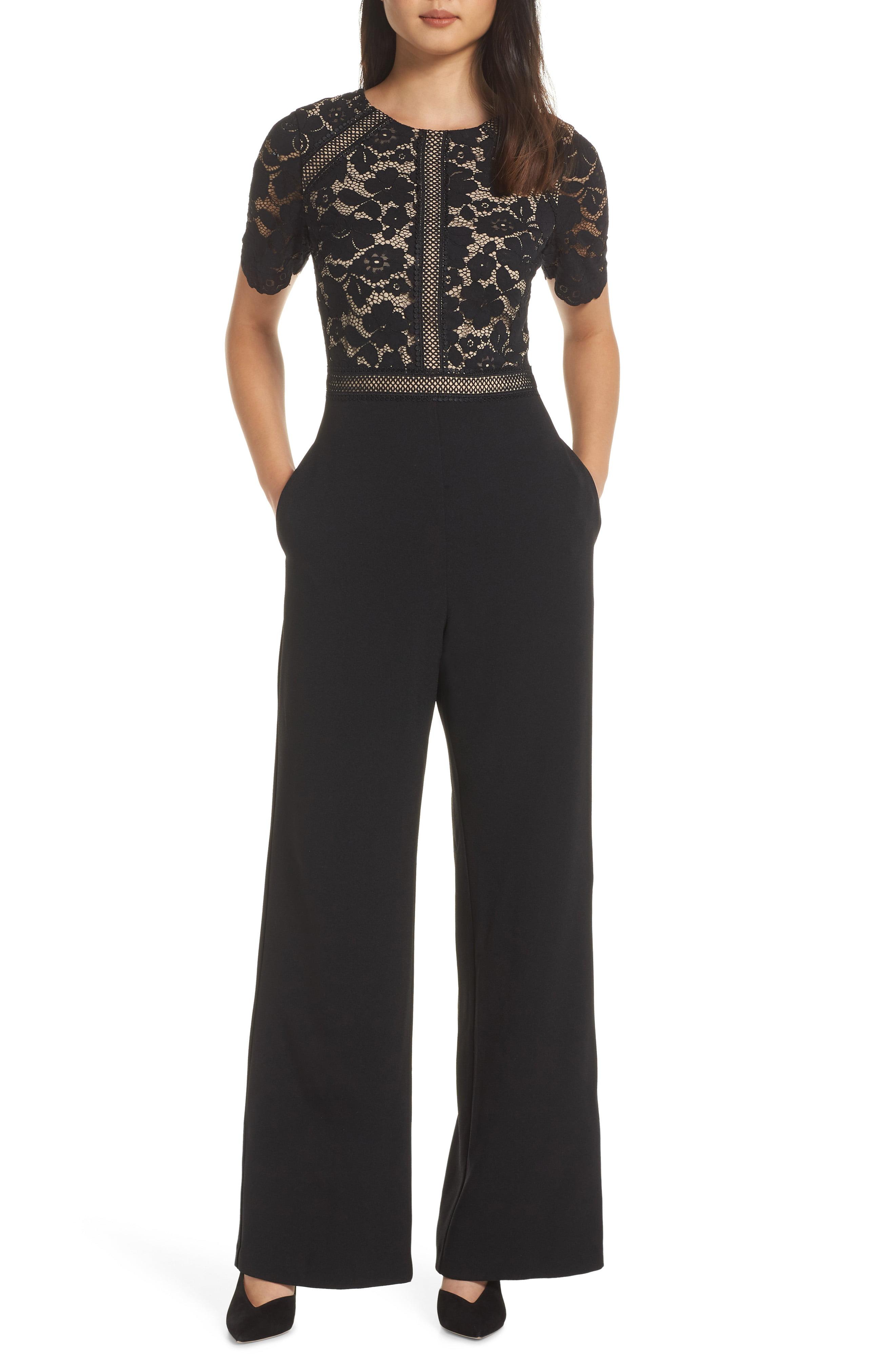 vince camuto lace trim jumpsuit