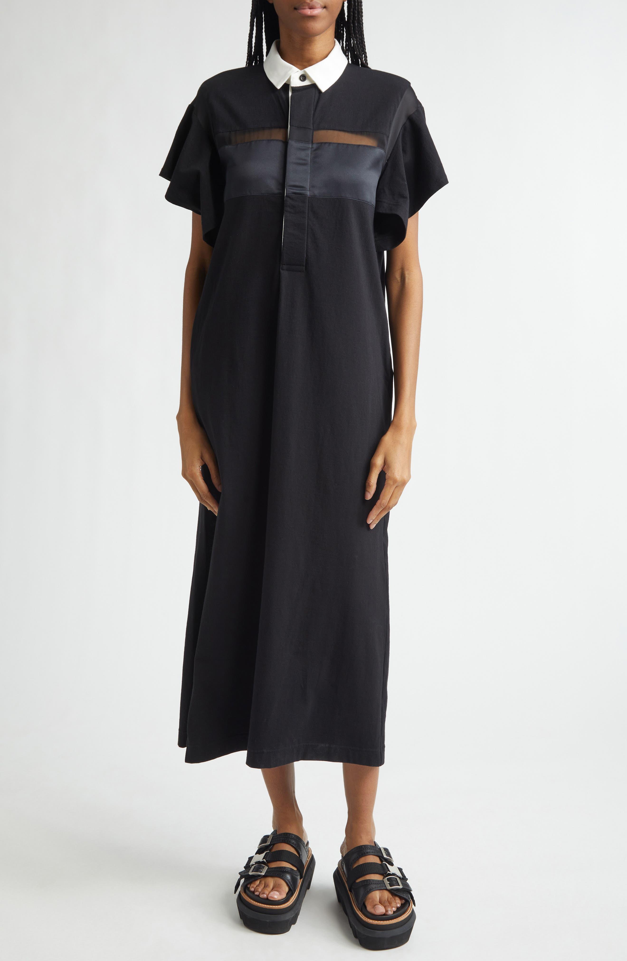 Sacai Cotton Jersey Dress in Black | Lyst