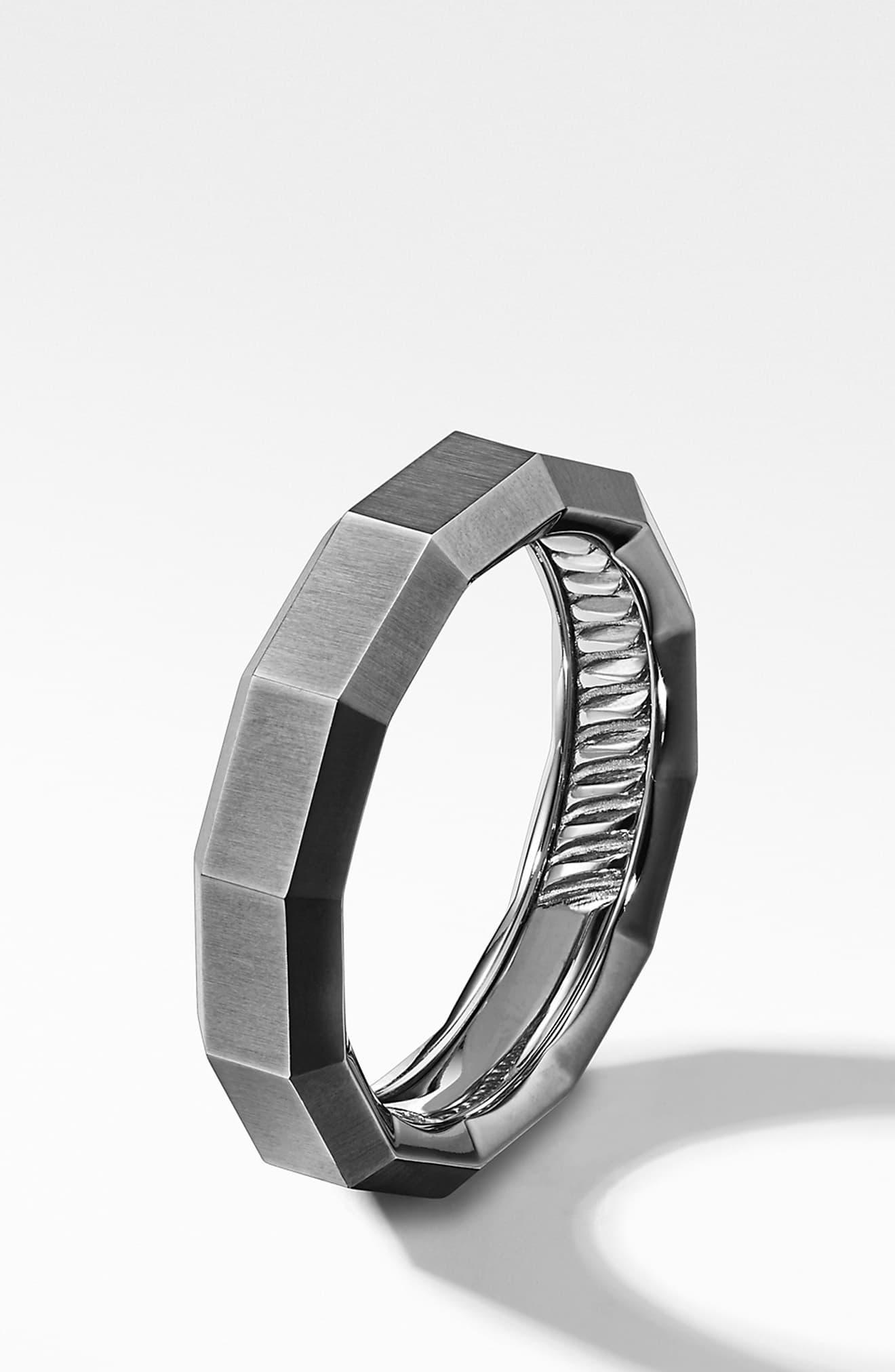 David Yurman Faceted Band Ring In Titanium in Grey Titanium (Gray) for