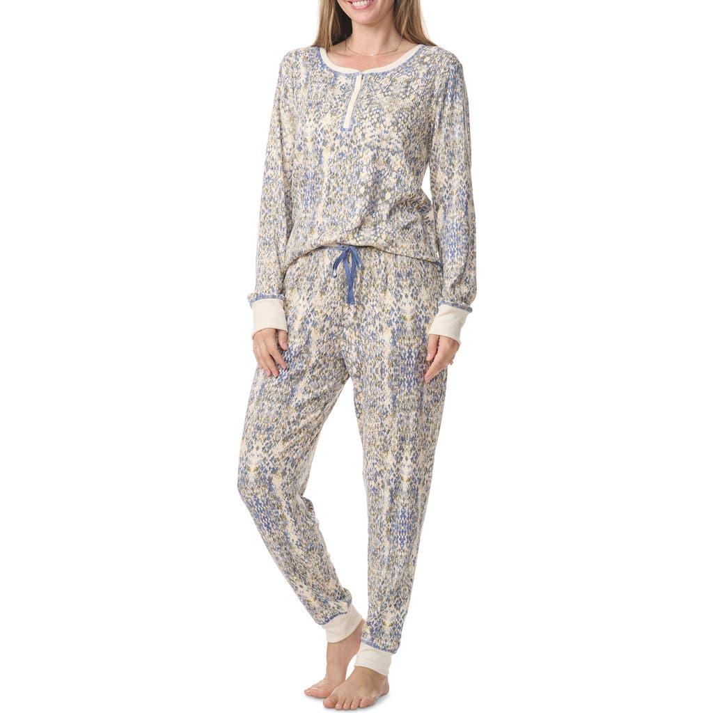 Splendid Rib Henley Pajamas in Gray Lyst