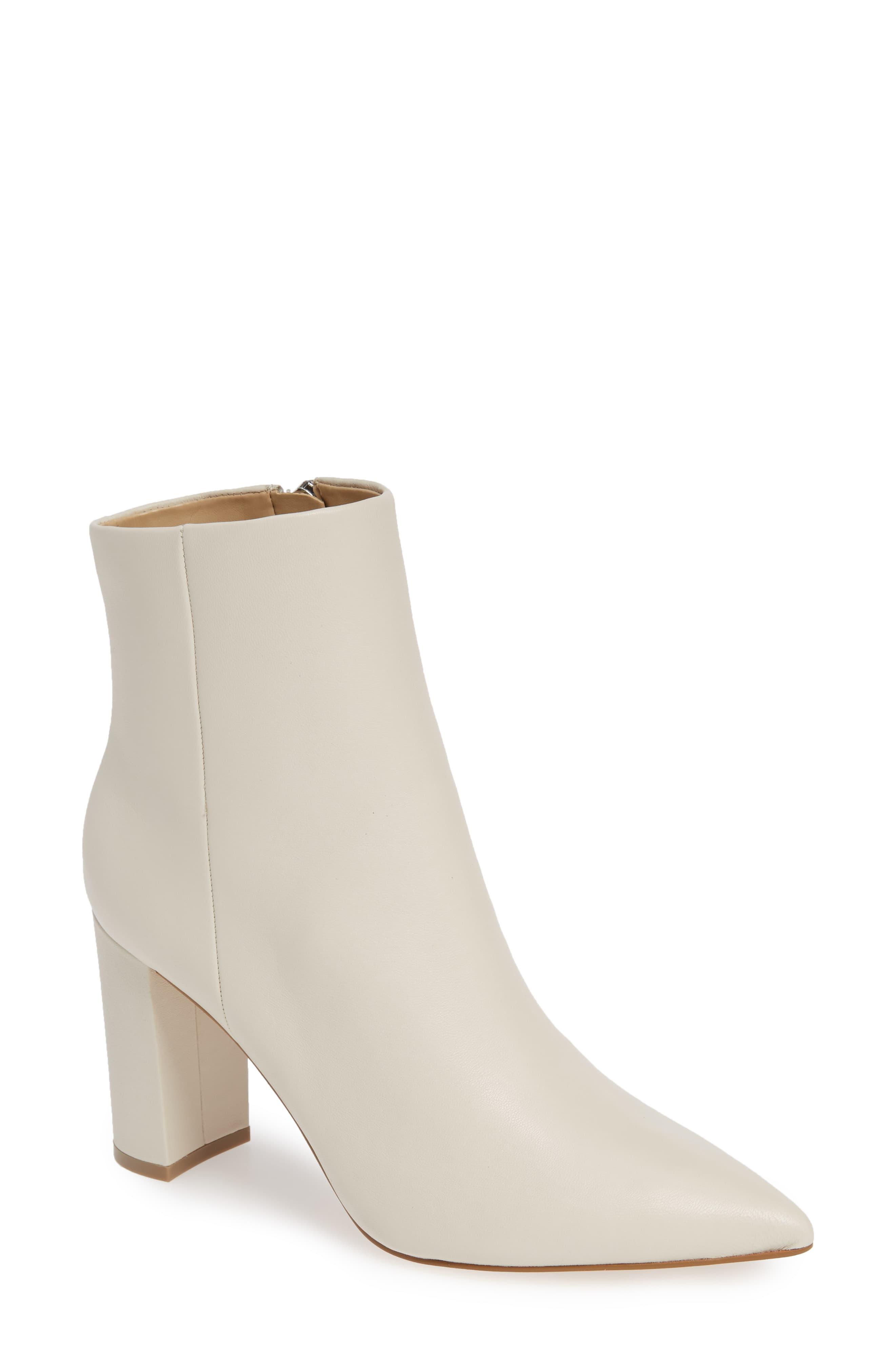 Marc Fisher Leather Ulani Pointy Toe Bootie in Ivory Leather (Black ...