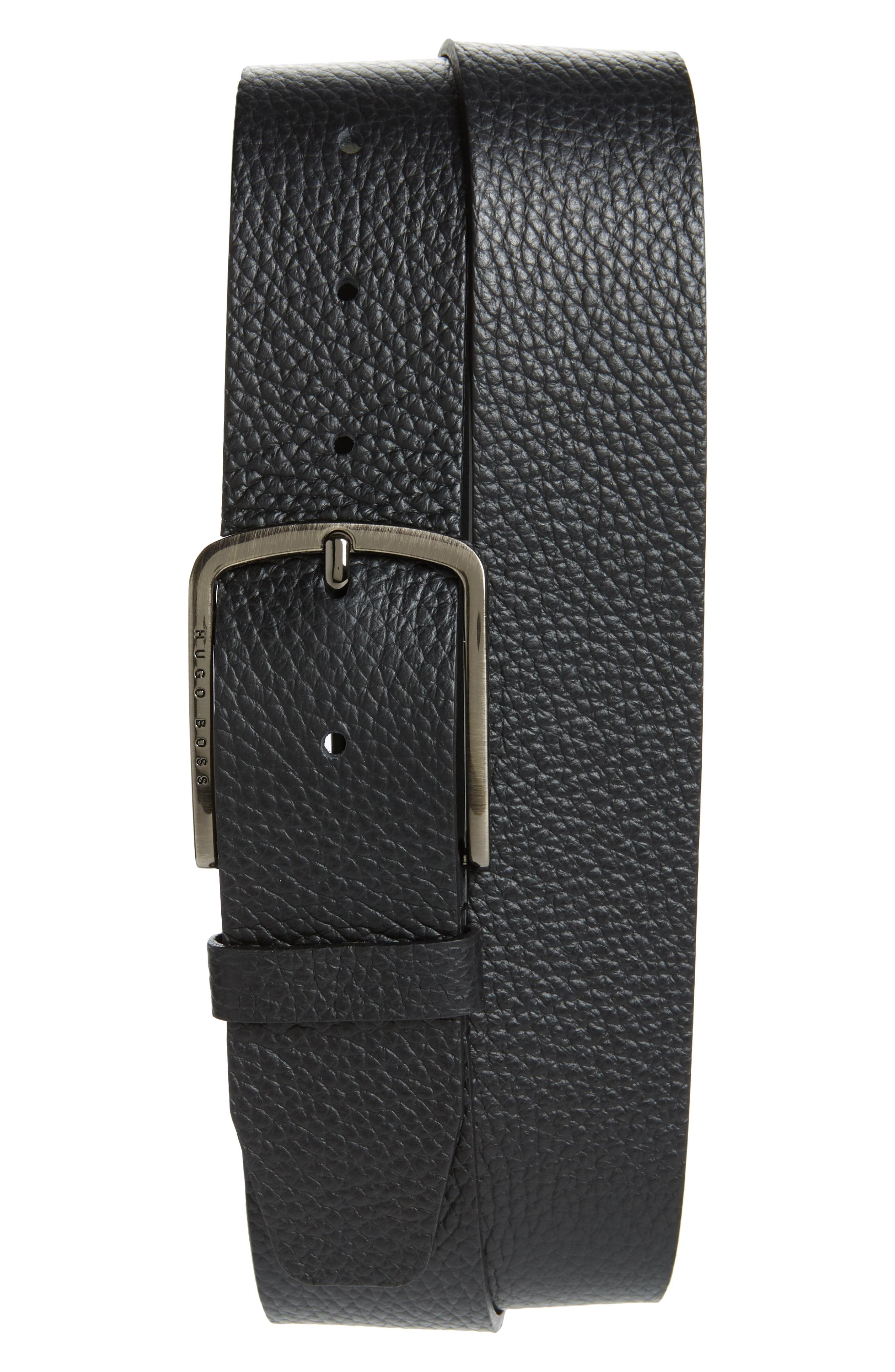 BOSS by HUGO BOSS Hugo Sander Pebbled Leather Belt in Black for Men | Lyst