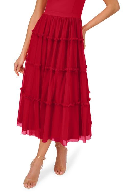 mesh overlay tiered midi cocktail dress Mesh Overlay Tiered Midi Cocktail Dress (Women)