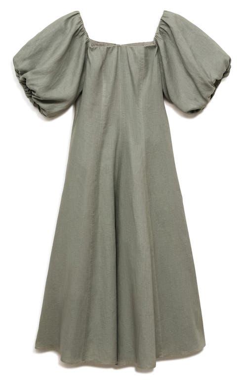 Mango Menorca Off The Shoulder Linen Dress in Green | Lyst