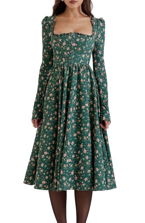 aesthetic green prom dress Dark Green Long A-Line Prom Dress Hot Pink / 6 main image 0