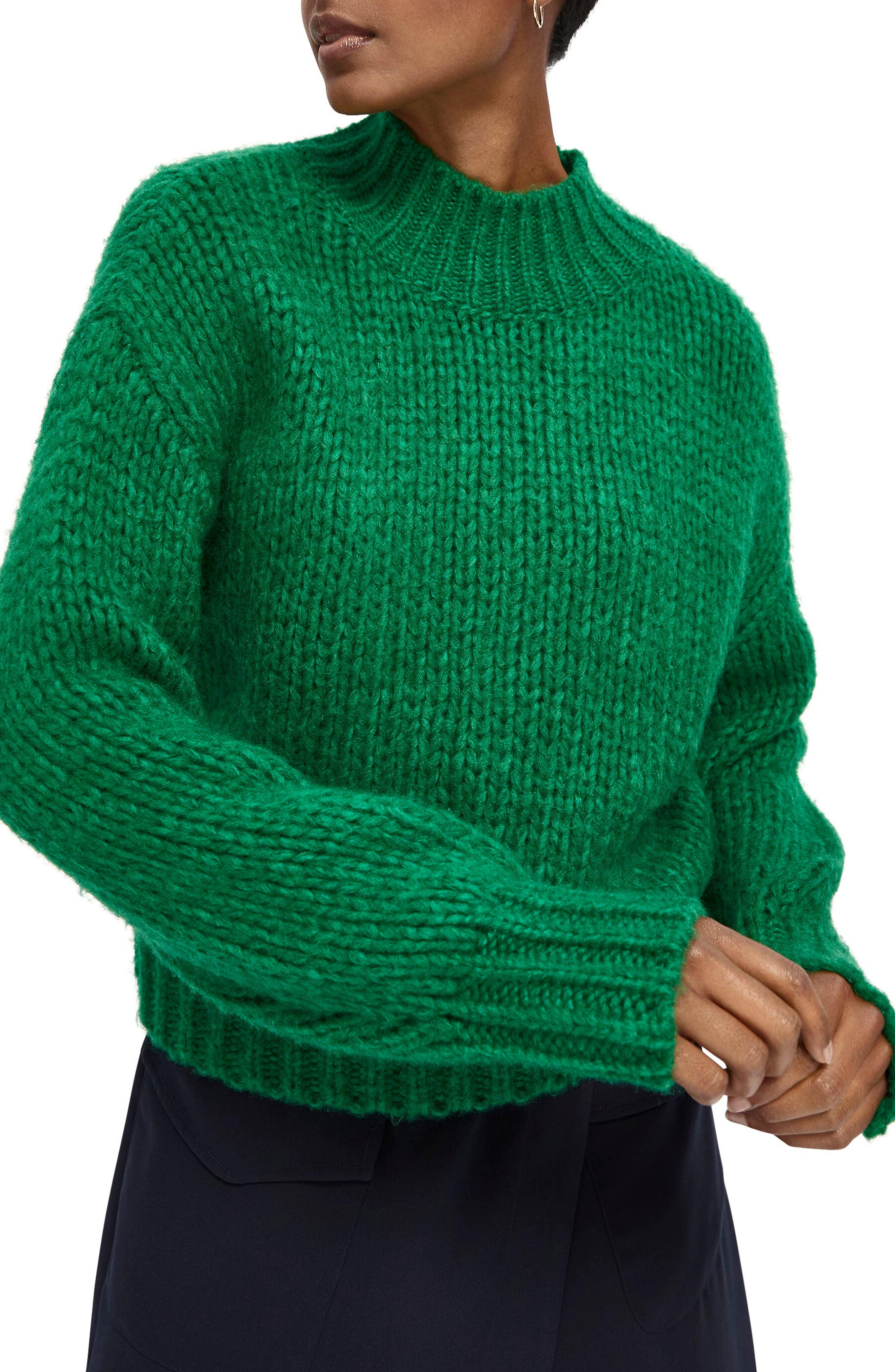Scotch & Soda Mock Neck Chunky Knit Sweater in Emerald (Green) | Lyst