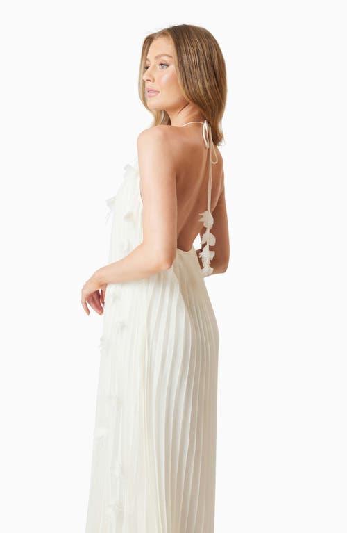 halter cut out dresses Cut-Out Ruched Halterneck Maxi Dress in White - L main image 0