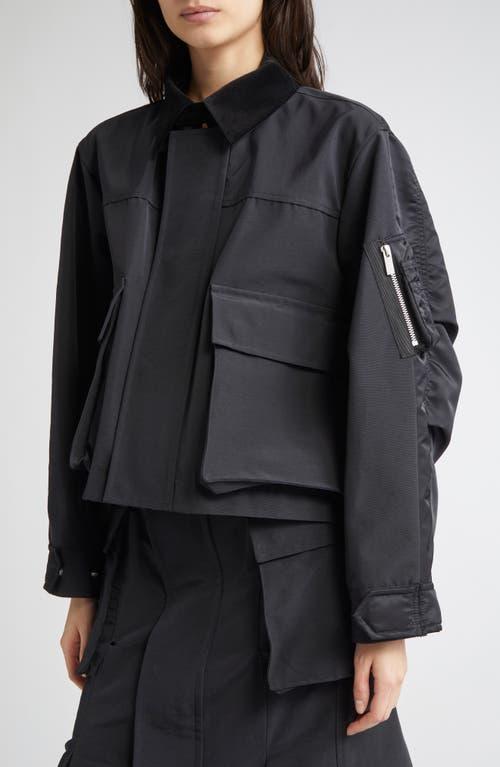 ジャケット sacai FW24 Black grosgrain oversize jacket (2407498 001) Sacai Black grosgrain oversize jacket | The Fashion Square