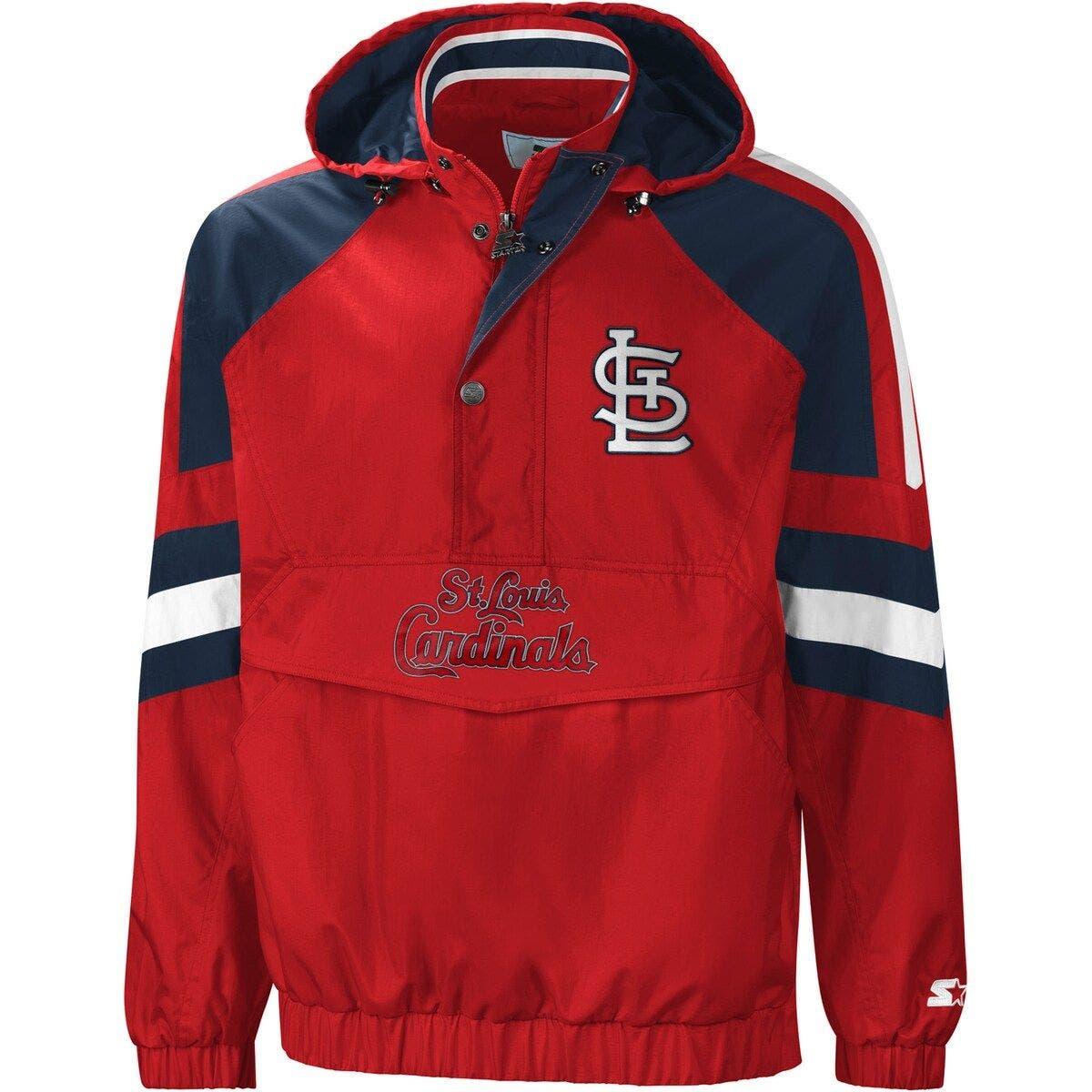 Men's Starter Navy St. Louis Cardinals Slider Satin Full-Snap Varsity Jacket