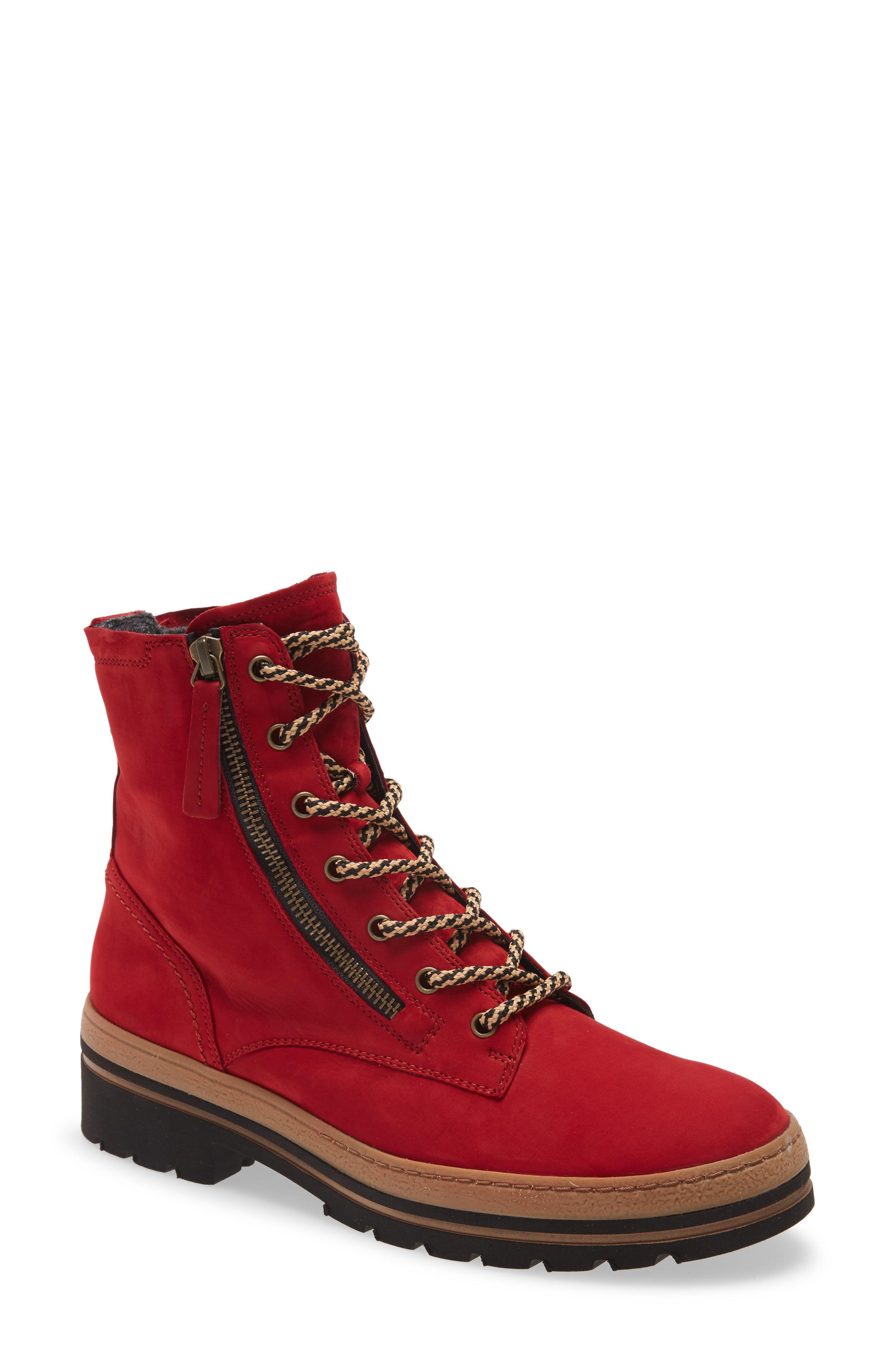 Paul Green Darcy Lace-up Boot in Red | Lyst