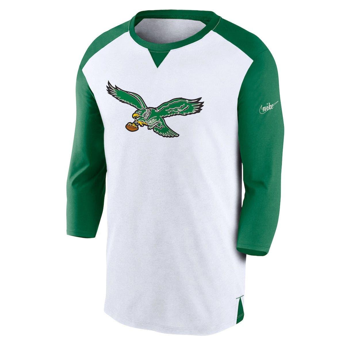 Nike /kelly Green Philadelphia Eagles Rewind 3/4-sleeve T-shirt At