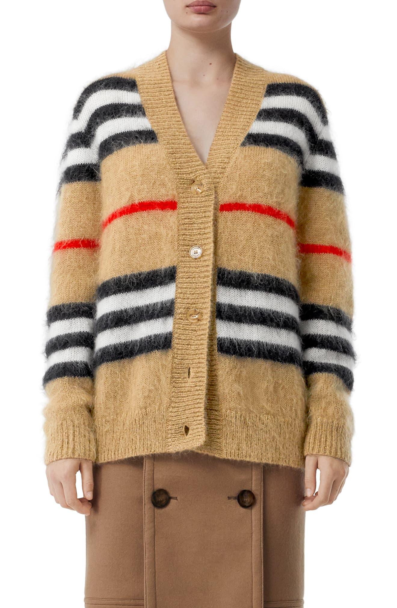 burberry icon stripe merino wool cardigan